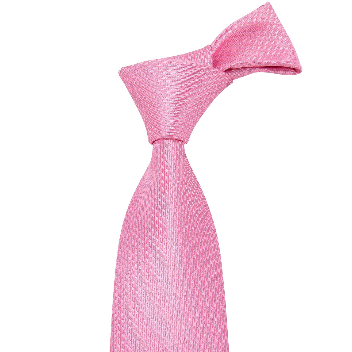 Pink Solid Silk Men's Necktie Pocket Square Cufflinks Set