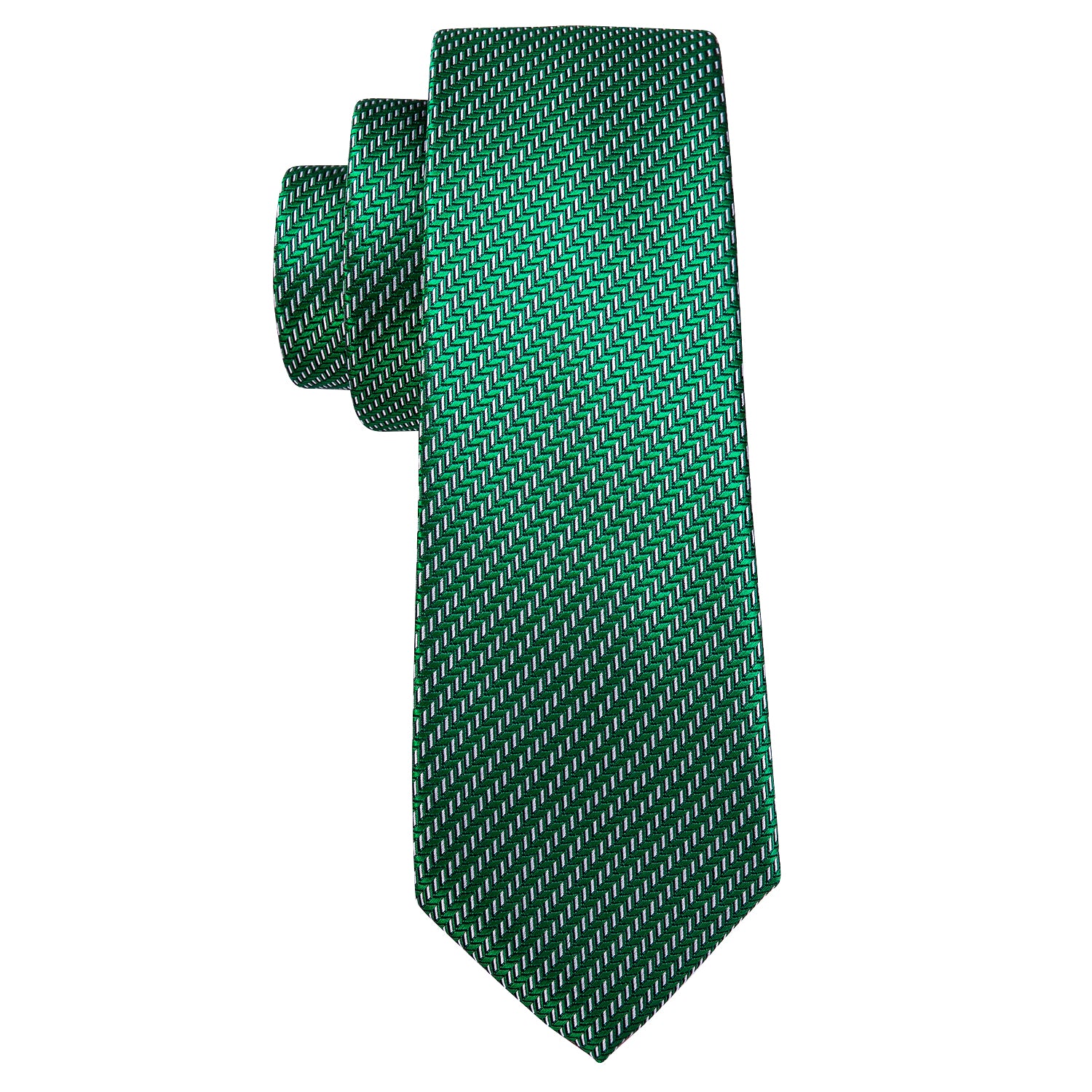 Green Solid Silk Tie Handkerchief Cufflinks Set