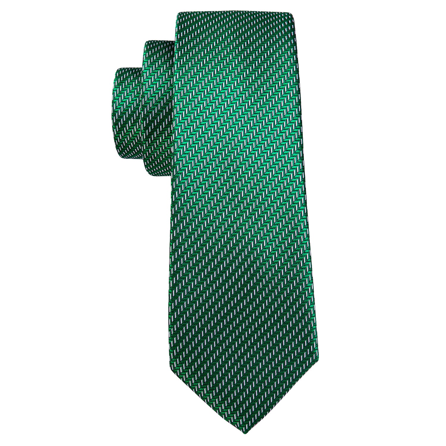 Barry Wang Mens Tie Green Solid Silk Tie Handkerchief Cufflinks Set