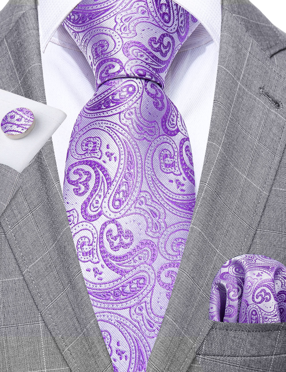 light blue tie purple paisley necktie 