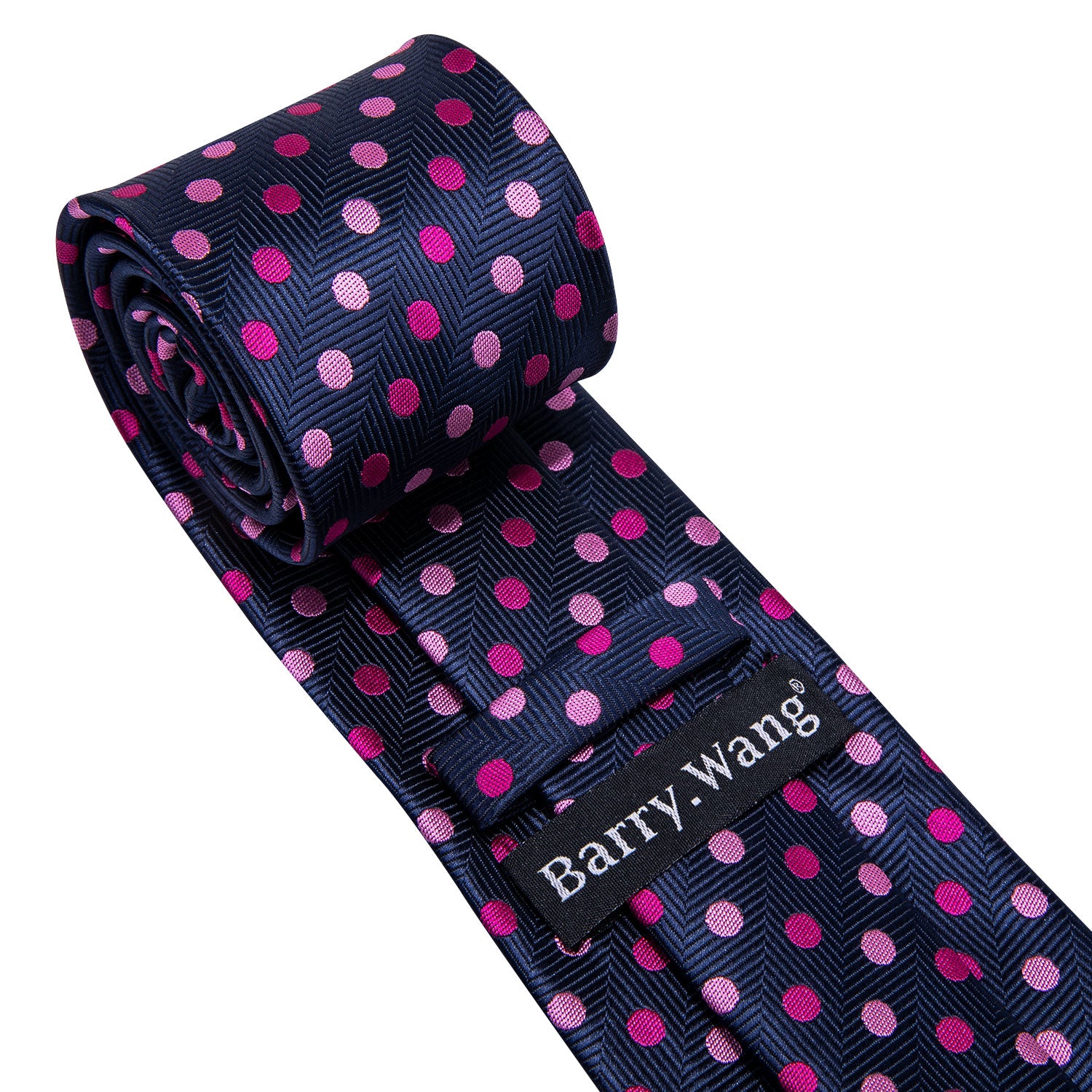 Pink Purple Polka Dot Men's Tie Pocket Square Cufflinks Set