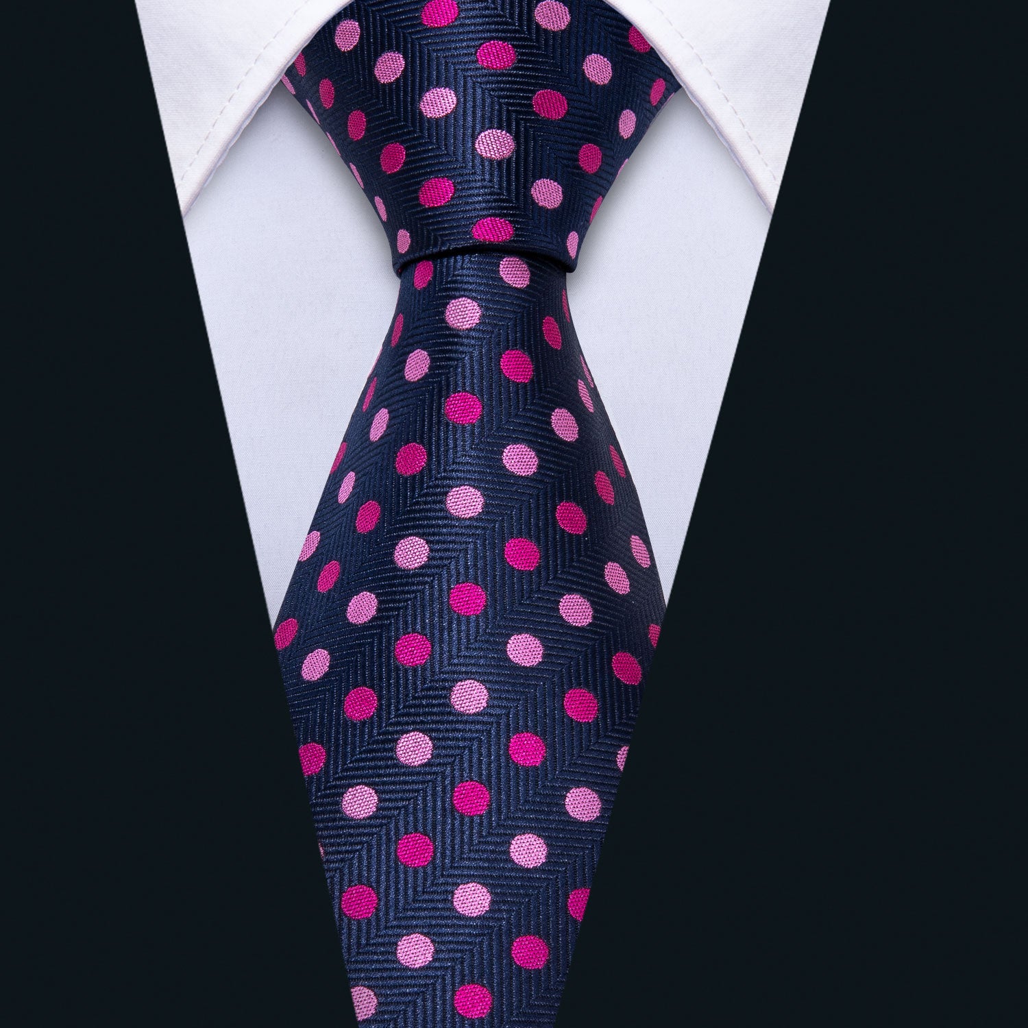 Pink Purple Polka Dot Men's Tie Pocket Square Cufflinks Set