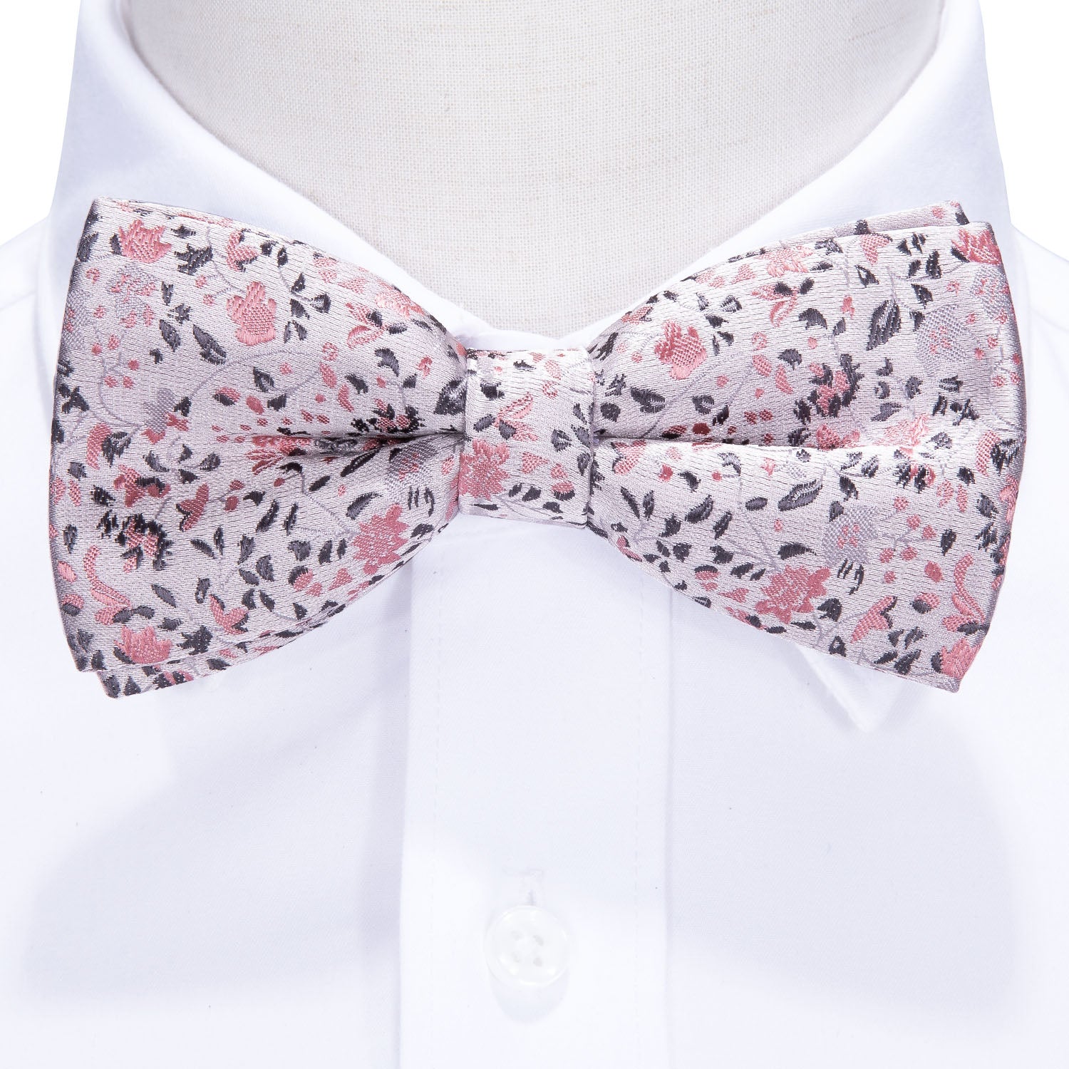 Pink Dot Pre-tied Bow Tie Hanky Cufflinks Set