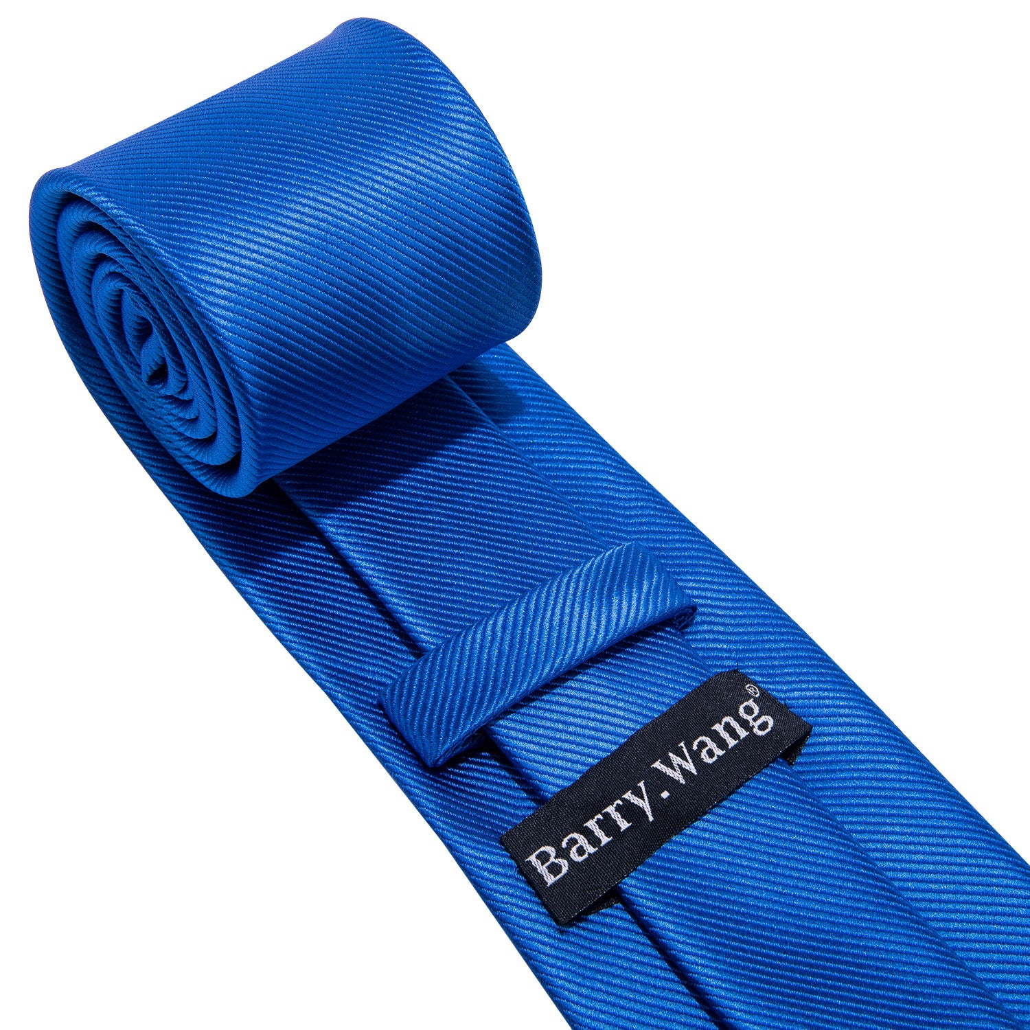 Classic Blue Solid Silk Tie Pocket Square Cufflinks Set