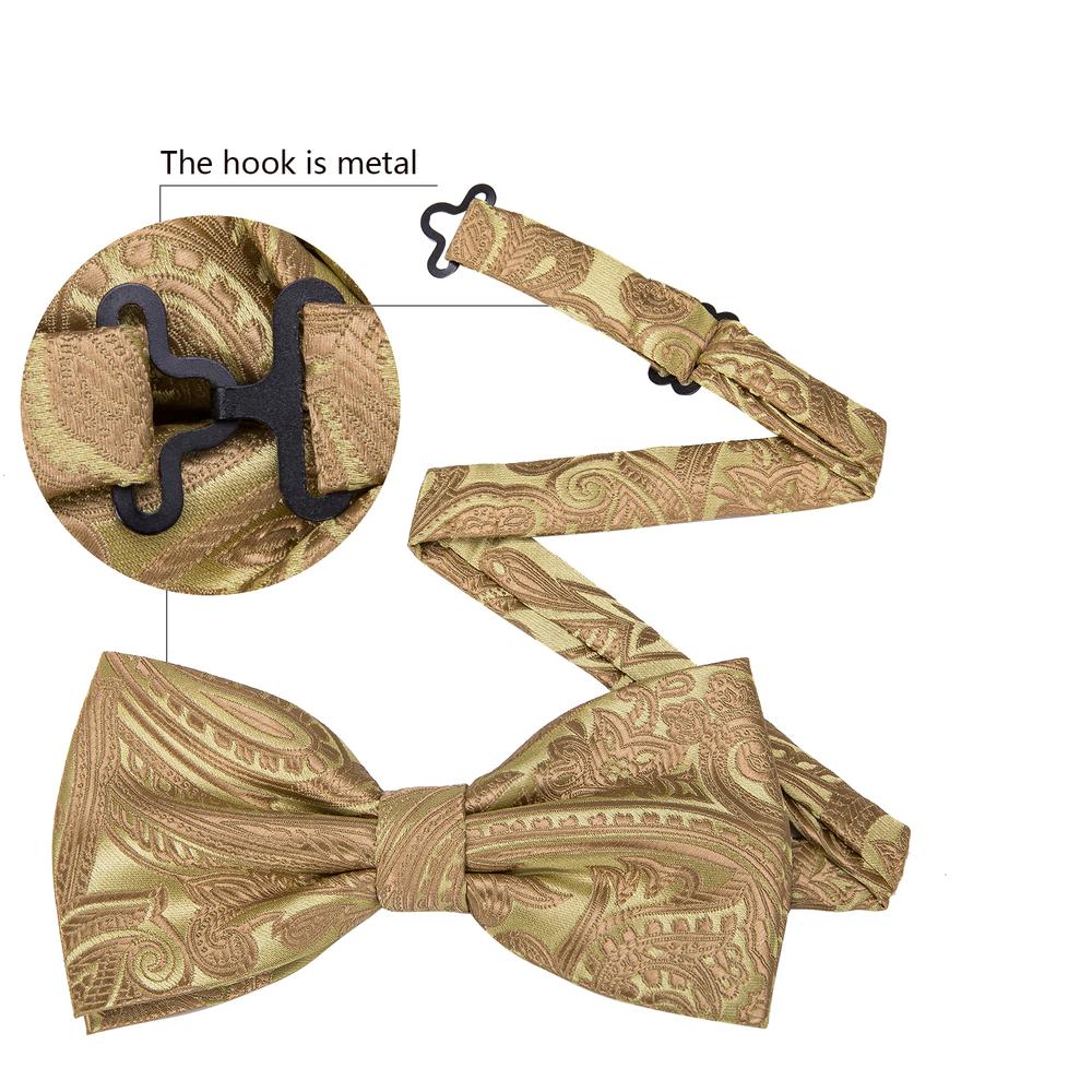 Paisley Pre-tied Bow Tie in Gold