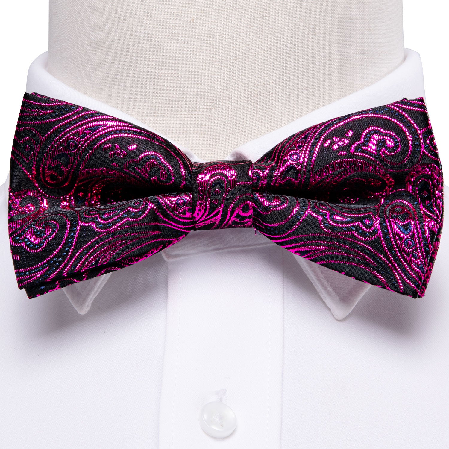 Red Paisley Pre-tied Bow Tie Set