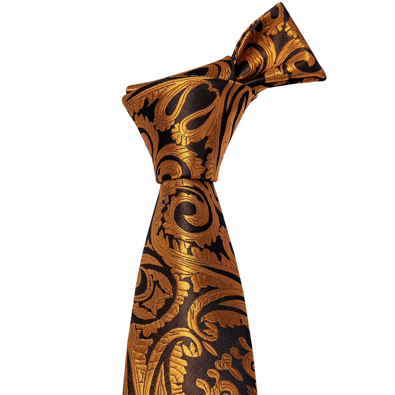  Golden Paisley Necktie Mens Tie Pocket Square Cufflinks Set