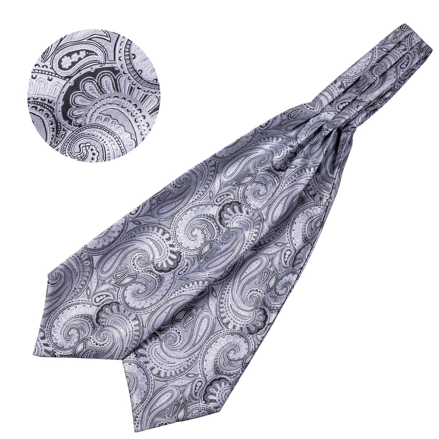 Sliver Floral Ascot Handkerchief Cufflinks