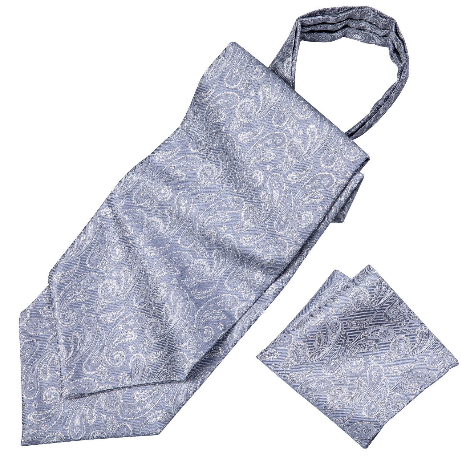 Grey Paisley Ascot Handkerchief Cufflinks
