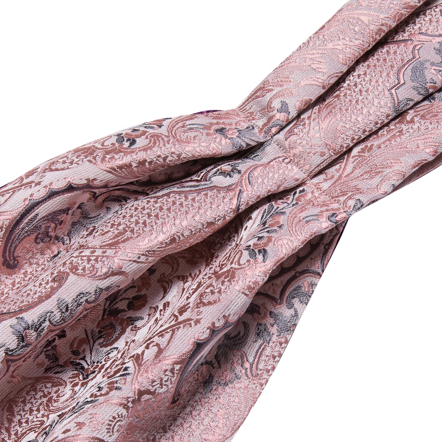 Pink Silver Paisley Silk Ascot Handkerchief Cufflinks