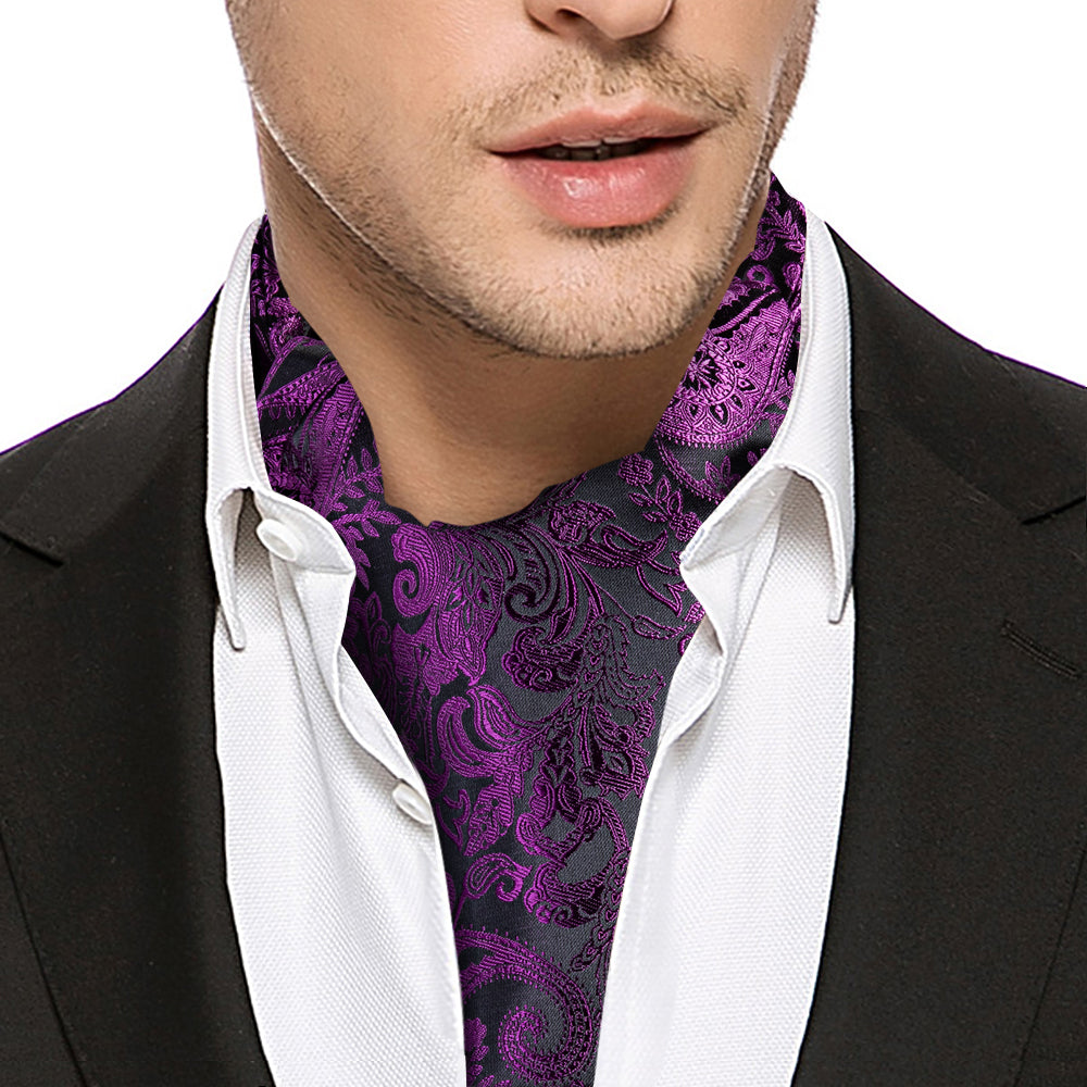 Purple Floral Ascot Handkerchief Cufflinks