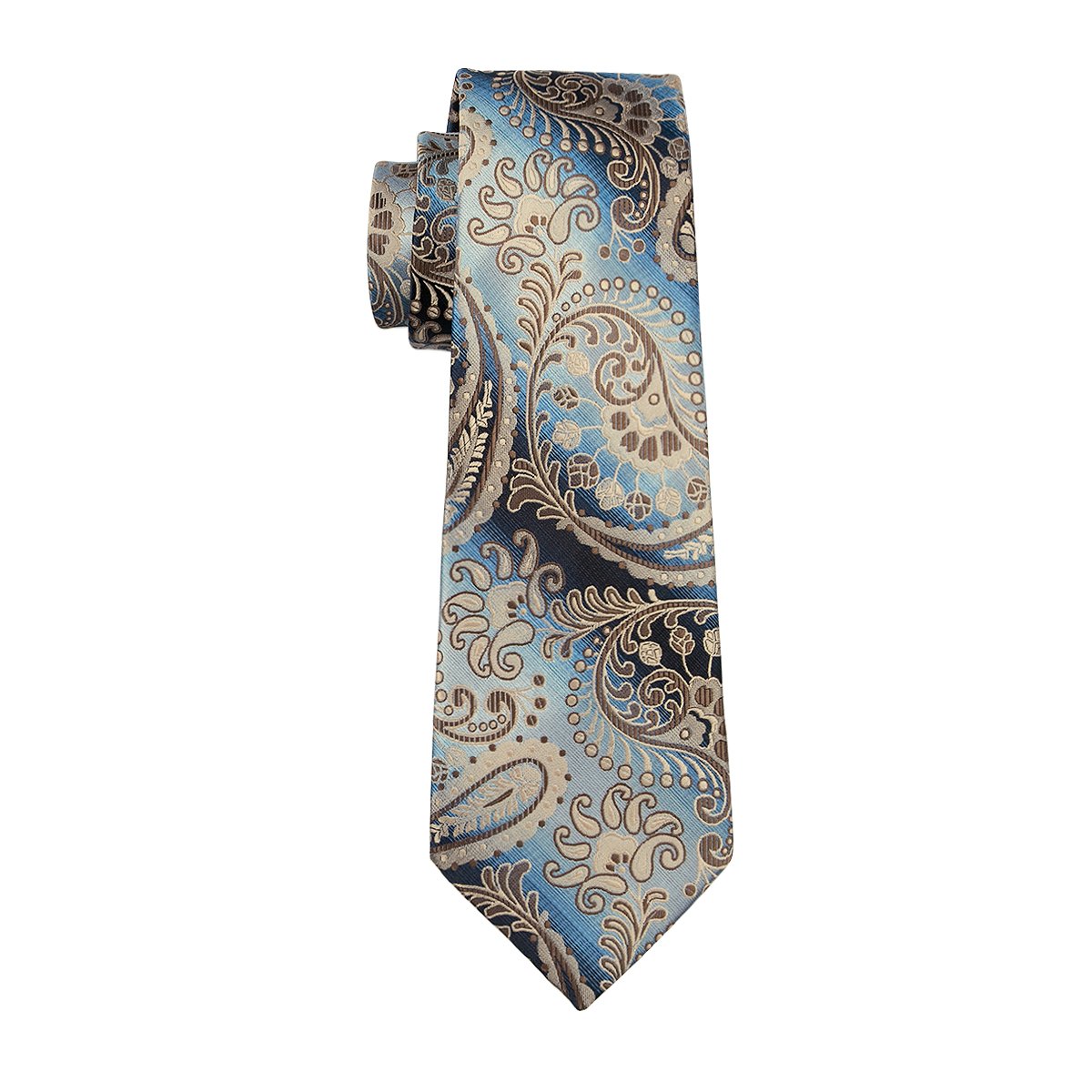 Essential Brown Paisley Tie Pocket Square Cufflinks Set - barry-wang