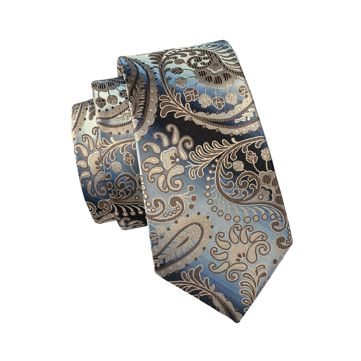 Essential Brown Paisley Tie Pocket Square Cufflinks Set - barry-wang
