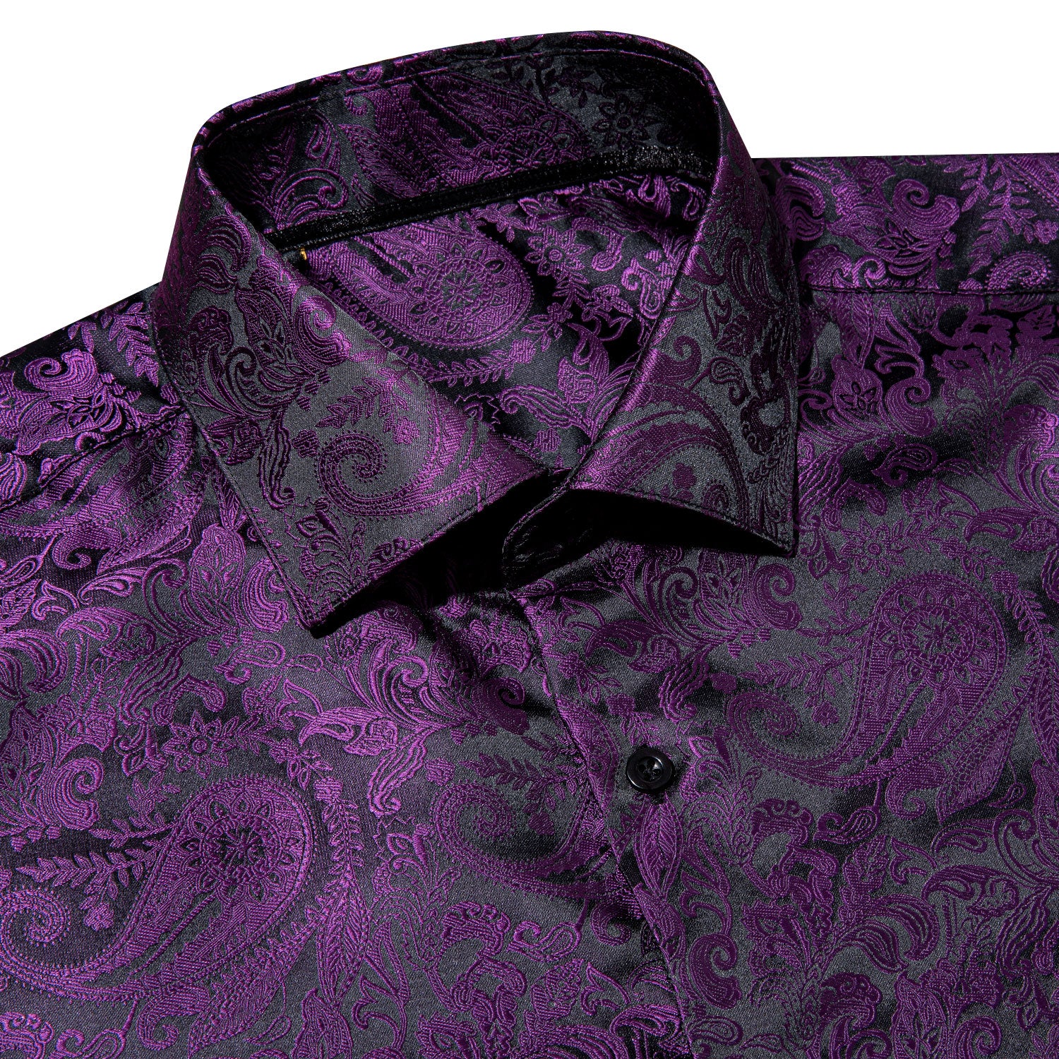Barry.wang Button Down Shirt Purple Black Paisley Dress Shirtmen's lined shirt jacket