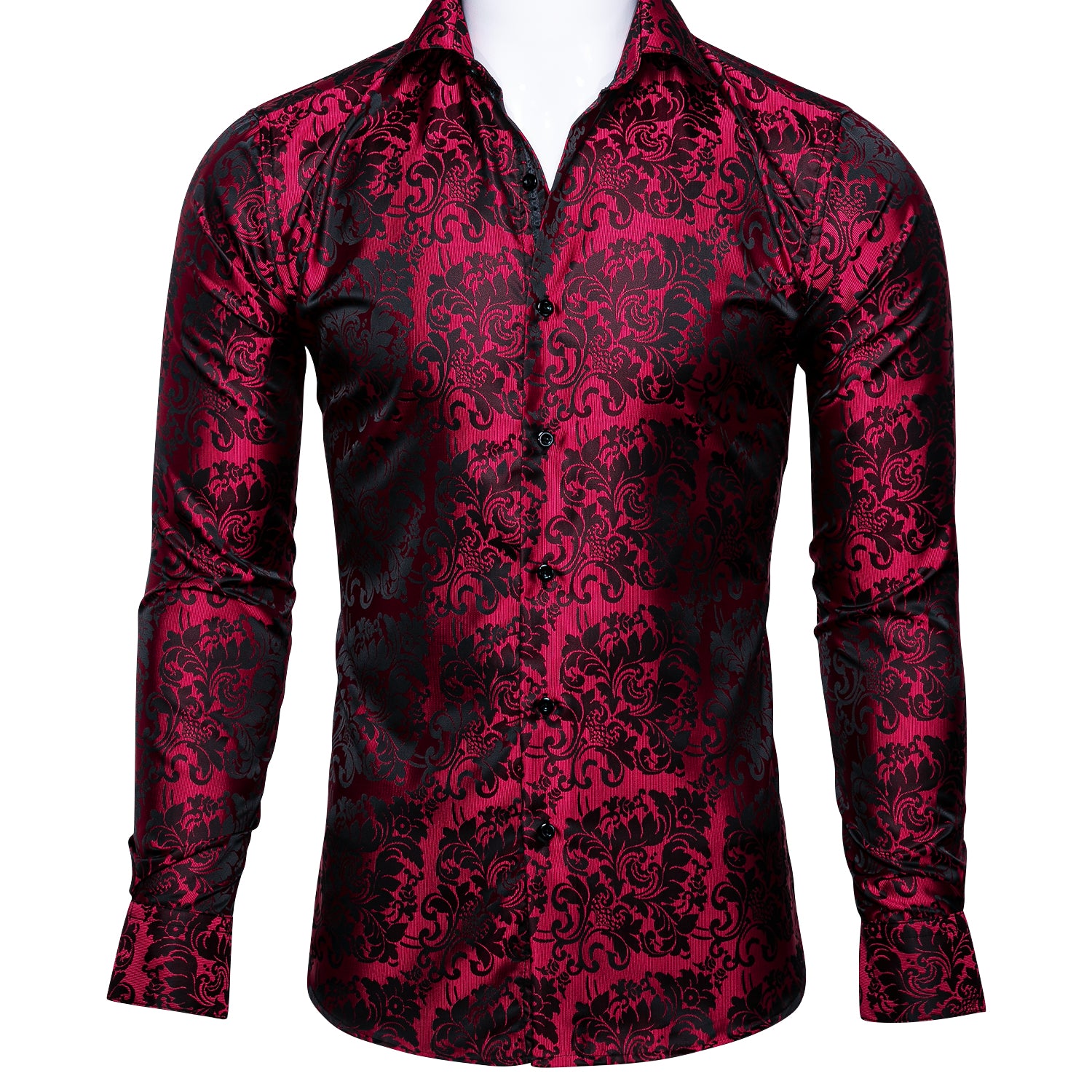 Barry.wang Red Black Floral Shirt