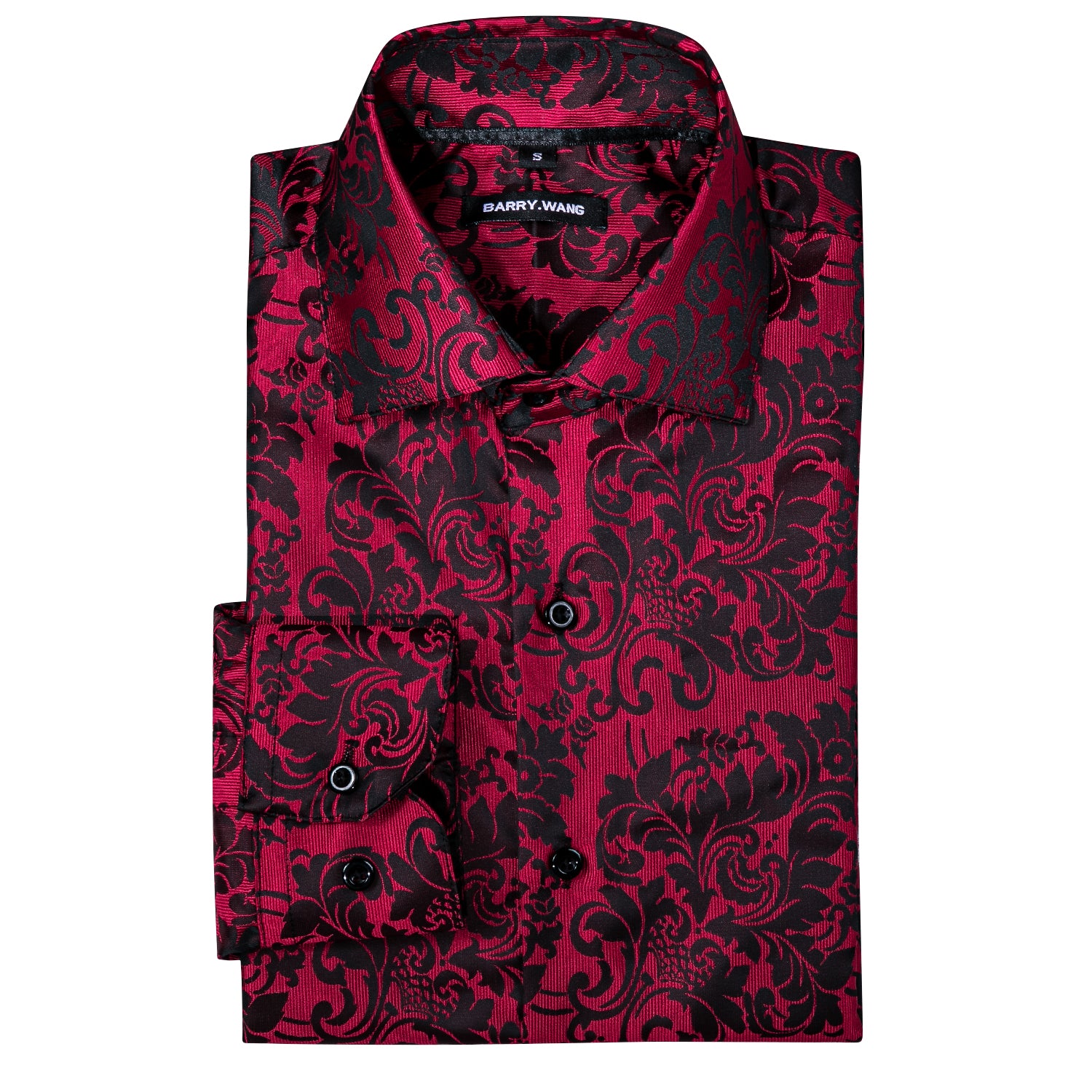 Barry. Wang Red Western Dress Shirts Mens Paisley 70s Disco Long Sleeve Button Down Shirt, L Barry. Wang Red Western Dress Shirts Mens Paisley 70s Disco Long Sleeve Button Down Shirt, L