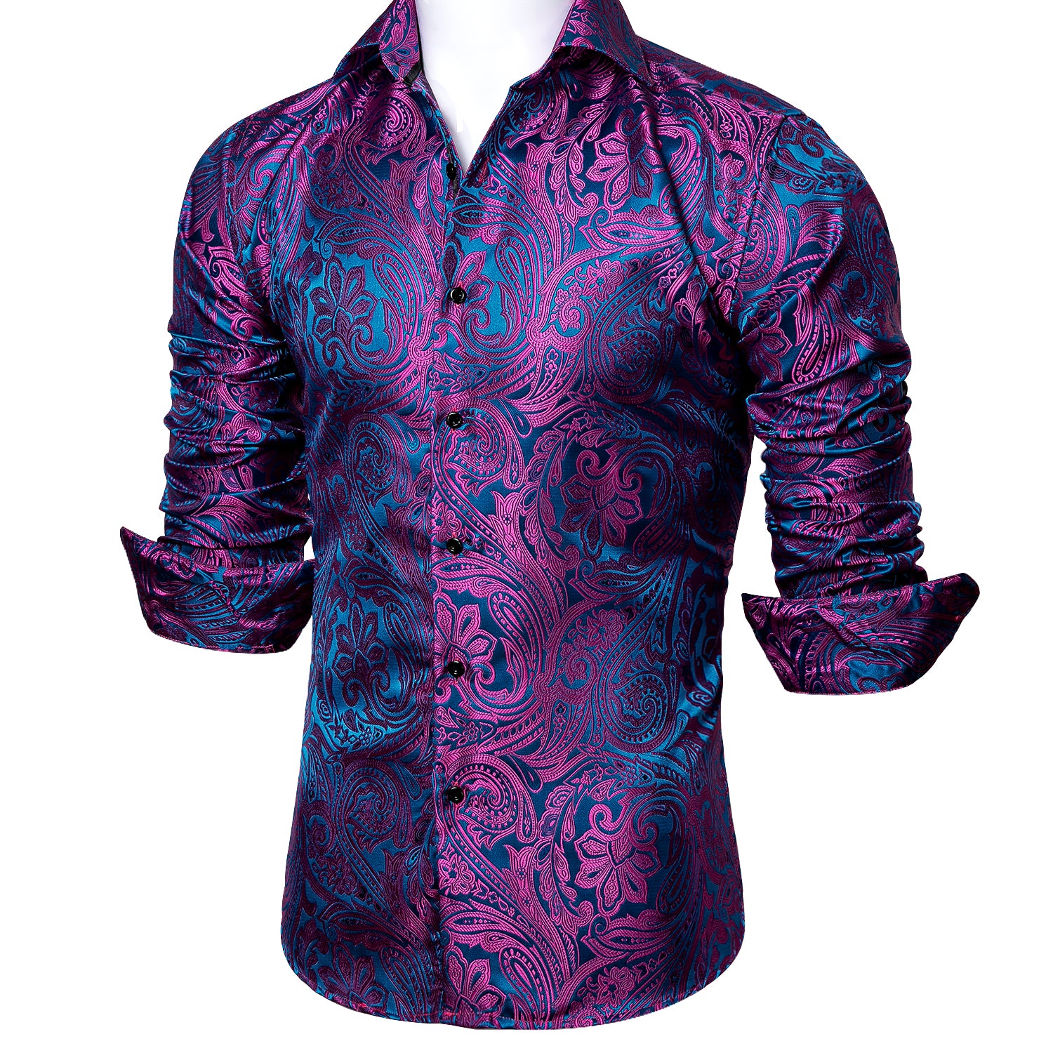 Barry.wang Blue Purple Floral Shirt