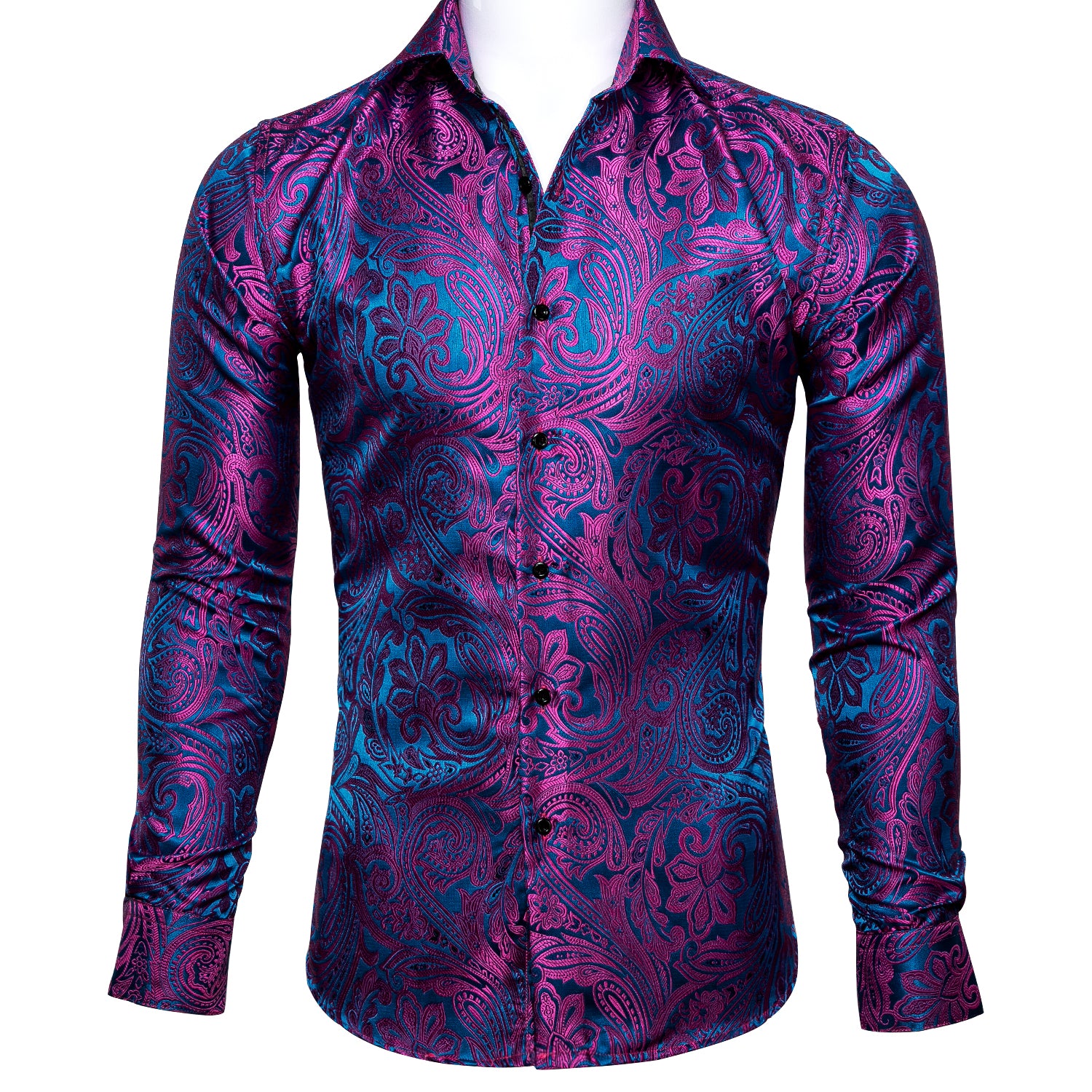 Barry.wang Blue Purple Floral Shirt