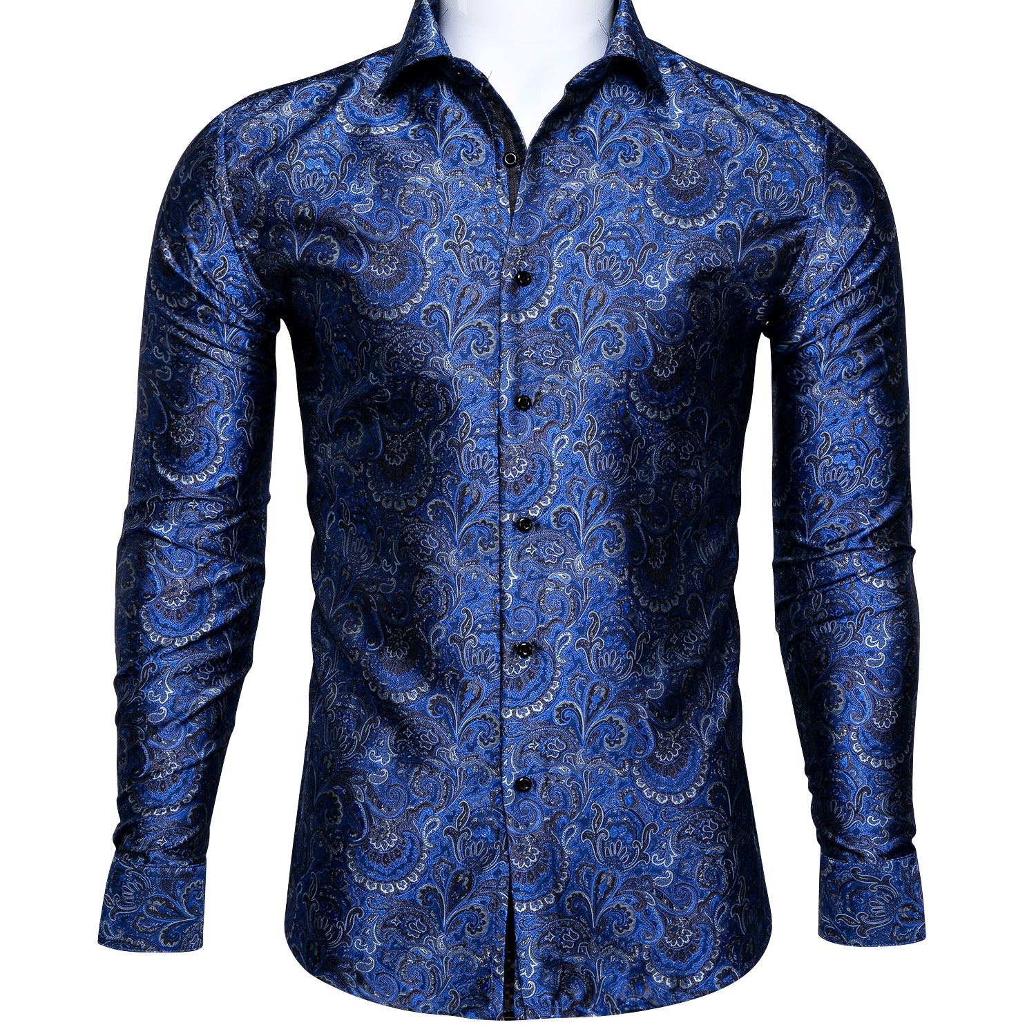 Barry.wang Light Blue Floral Silk Shirt