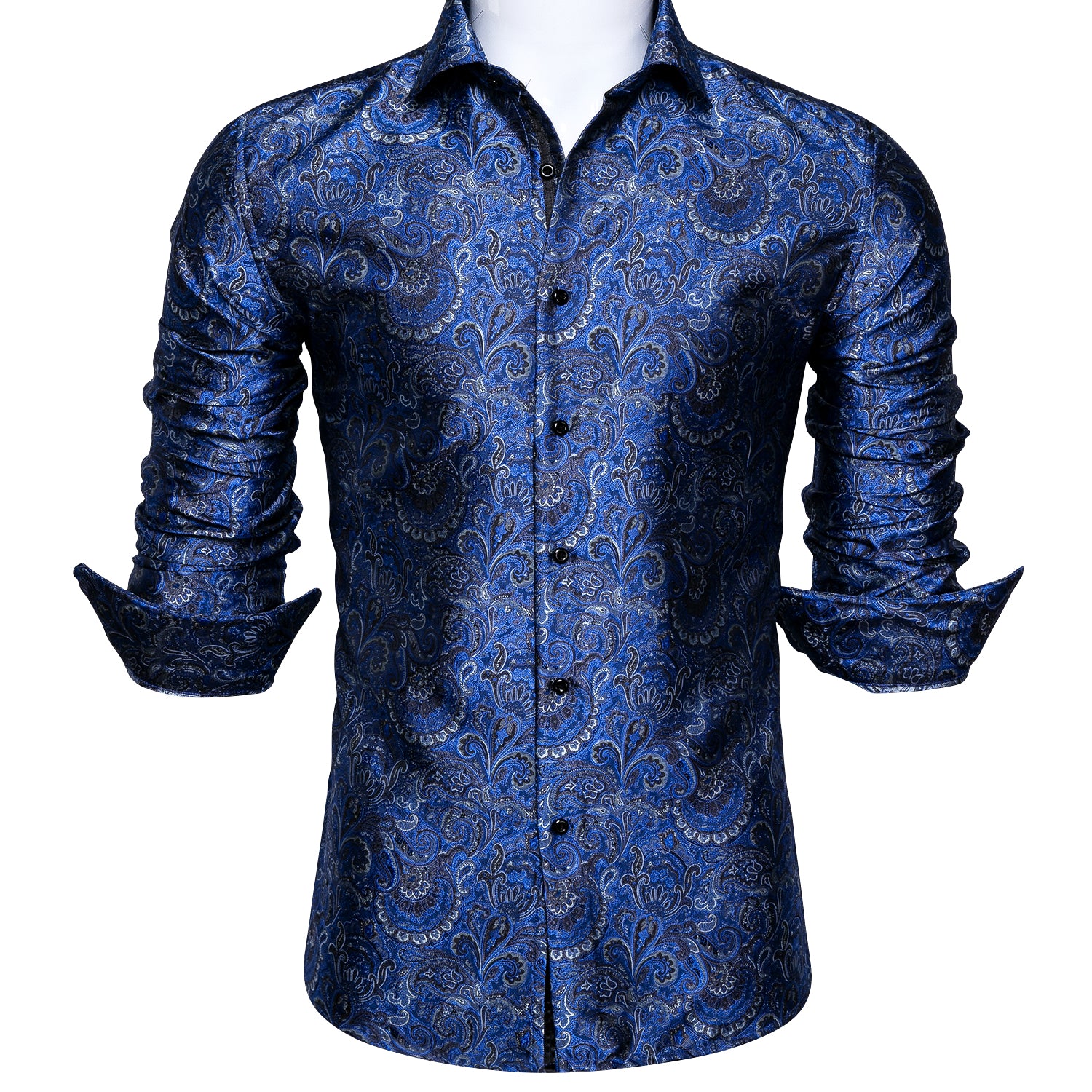 Barry.wang Light Blue Floral Silk Shirt