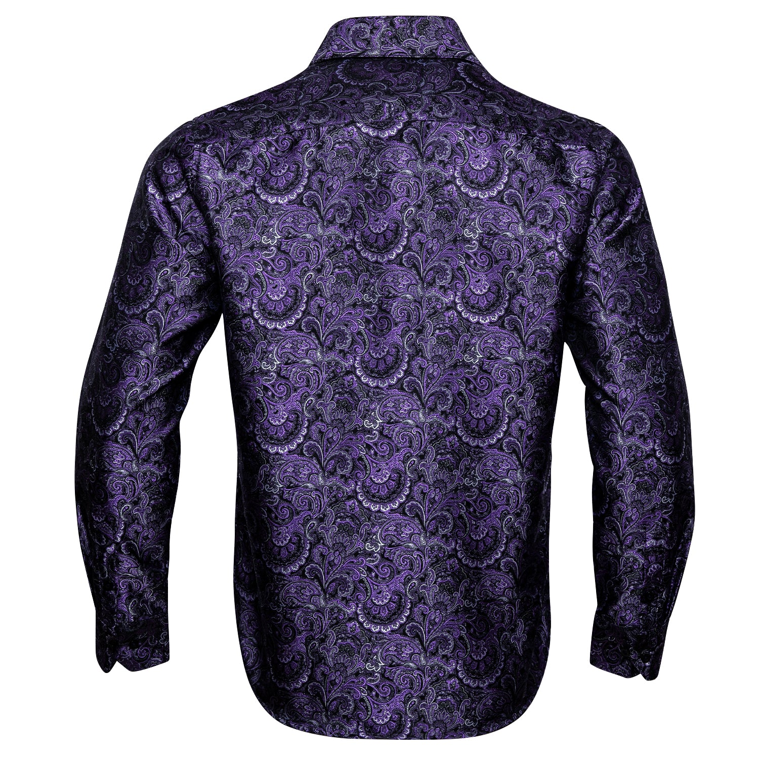 Barry.wang Purple Popular Silk Paisley Tribal Long Sleeve Daily Slim Fit Men's Shirt