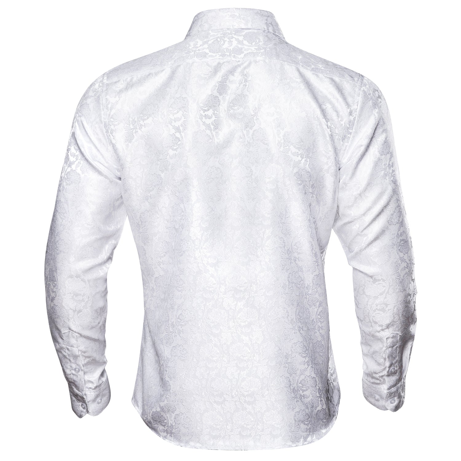 Barry.wang White Paisley Silk Men's Shirt