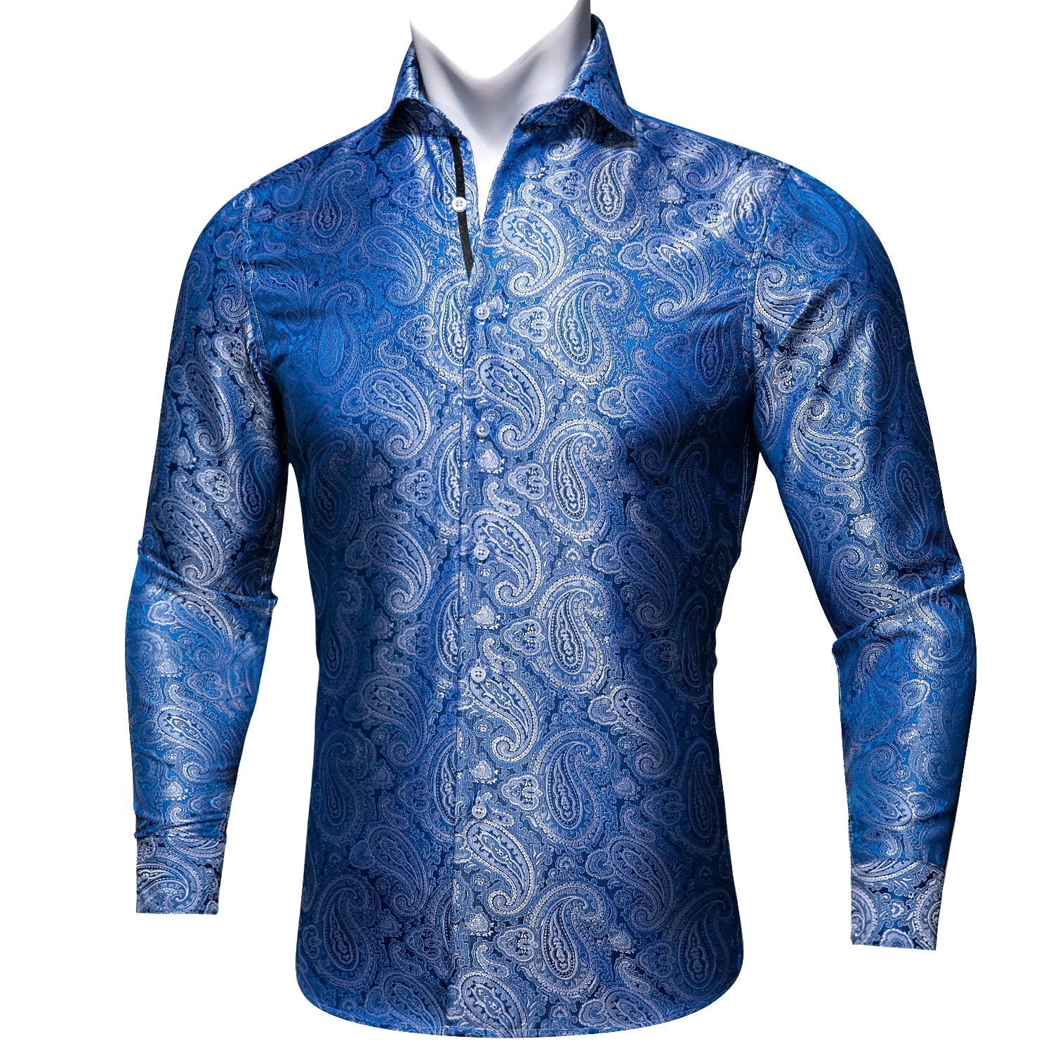 Barry.wang Blue Floral Silk Shirt