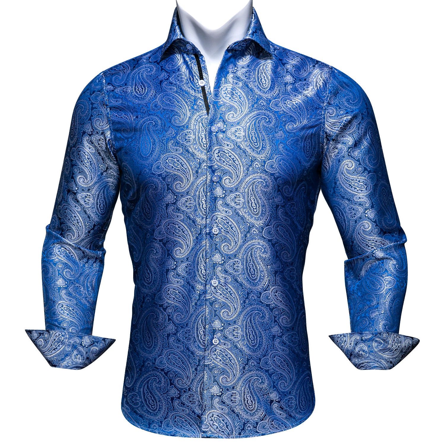 Barry.wang Blue Floral Silk Shirt