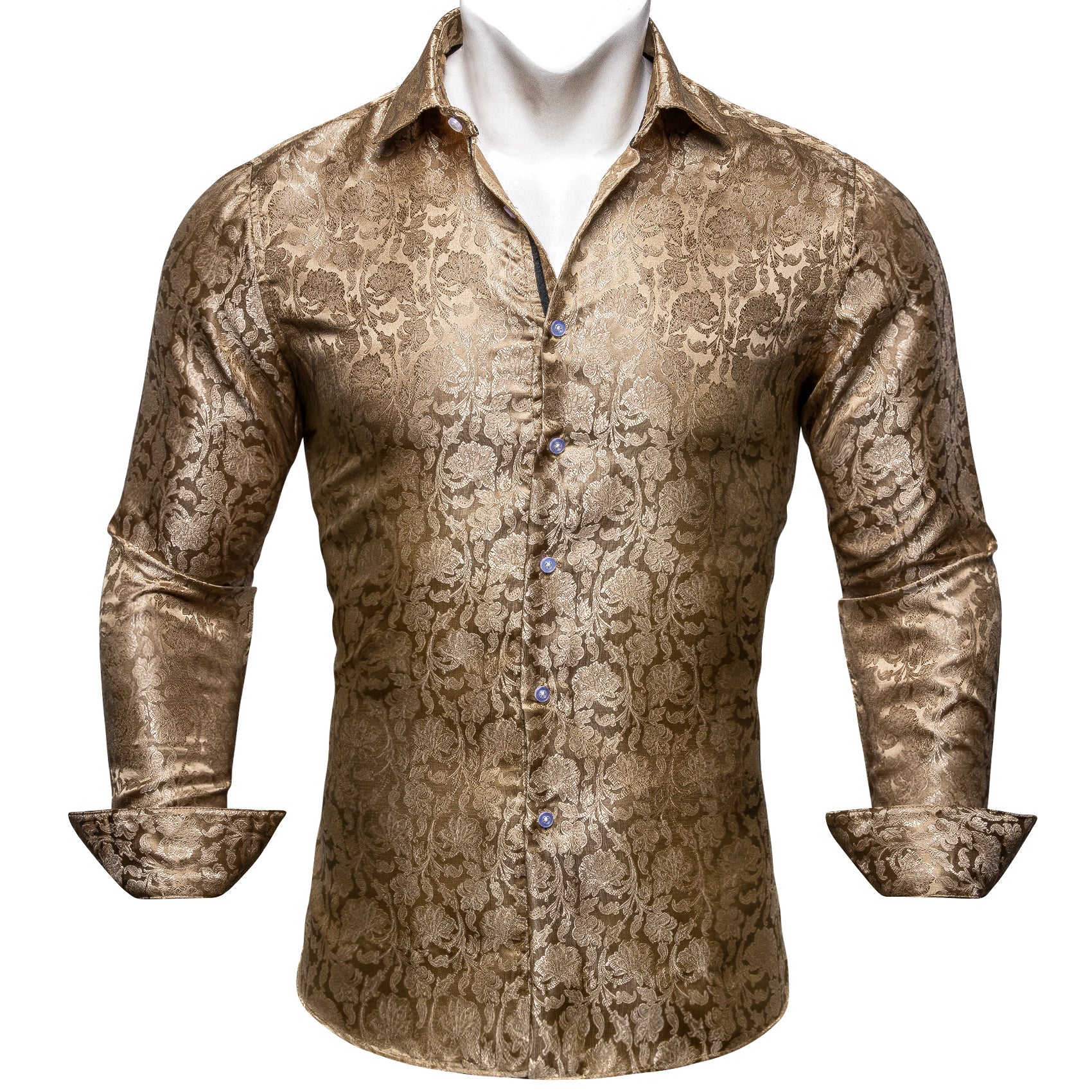 Barry.wang Golden Floral Silk Shirt