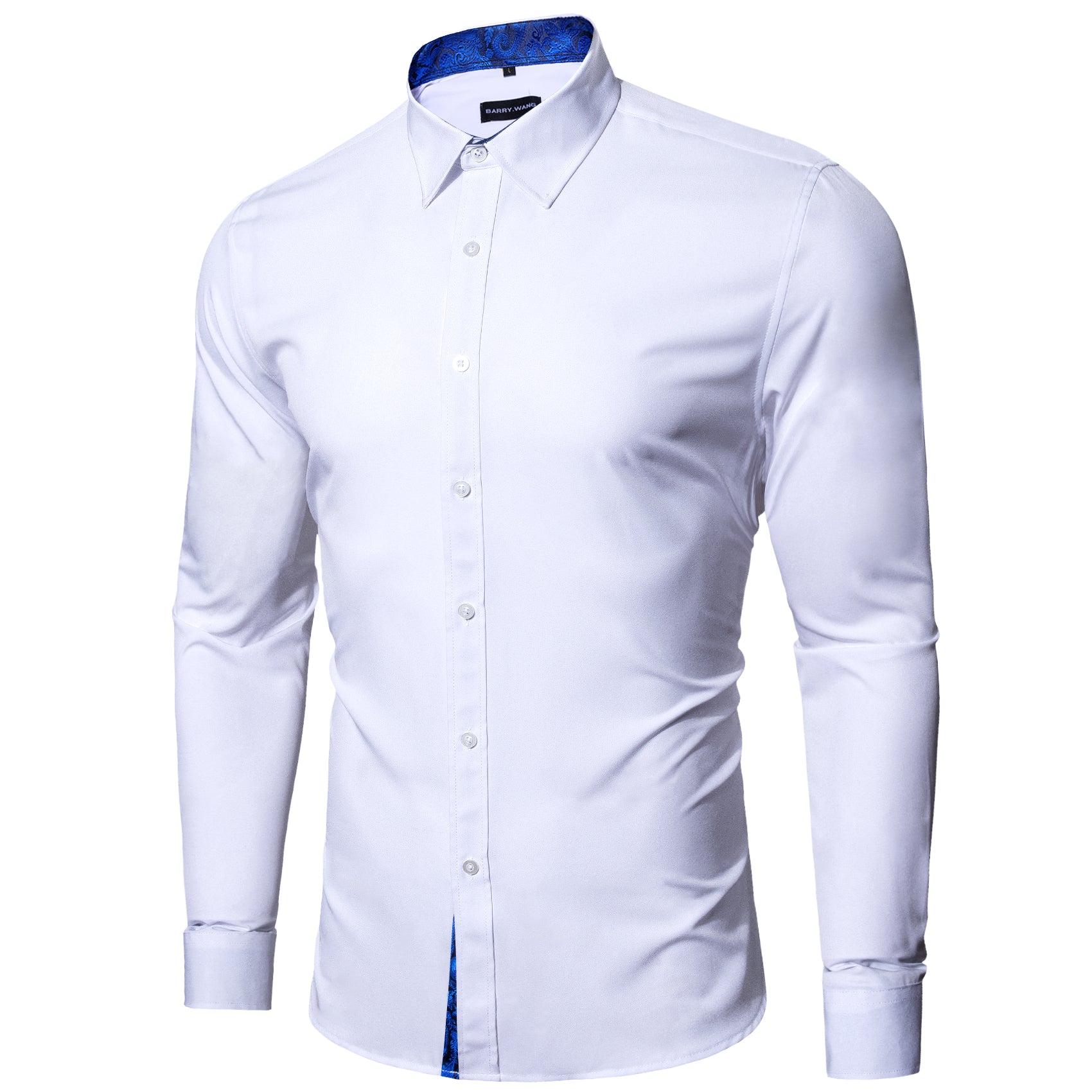 White Blue Splicing Men's Shirt