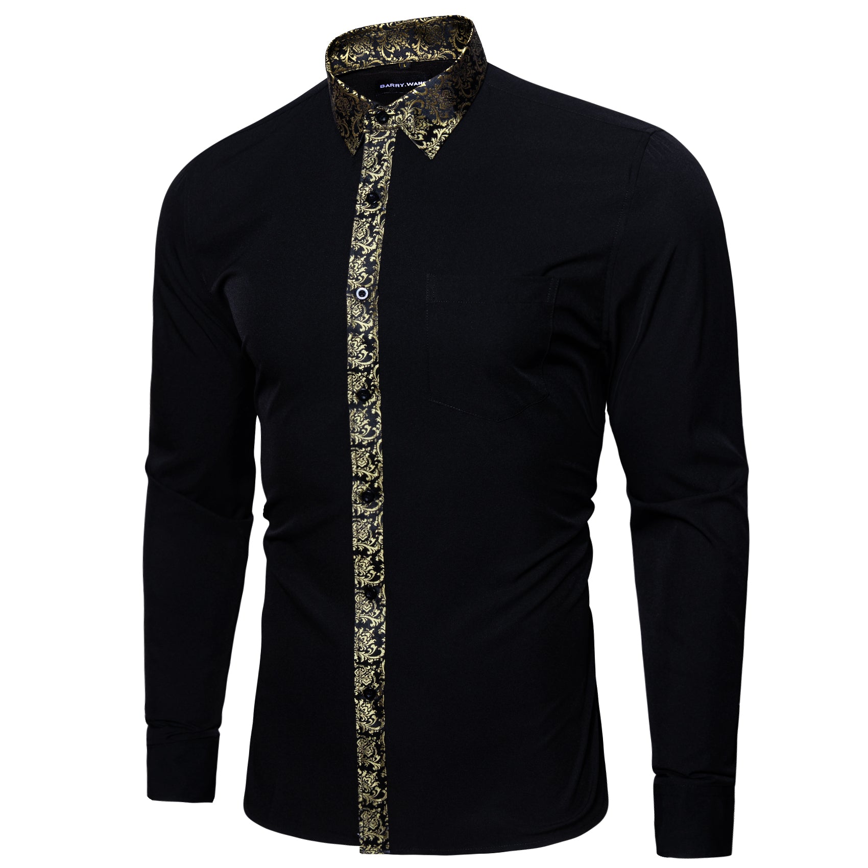 black white and gold shirt