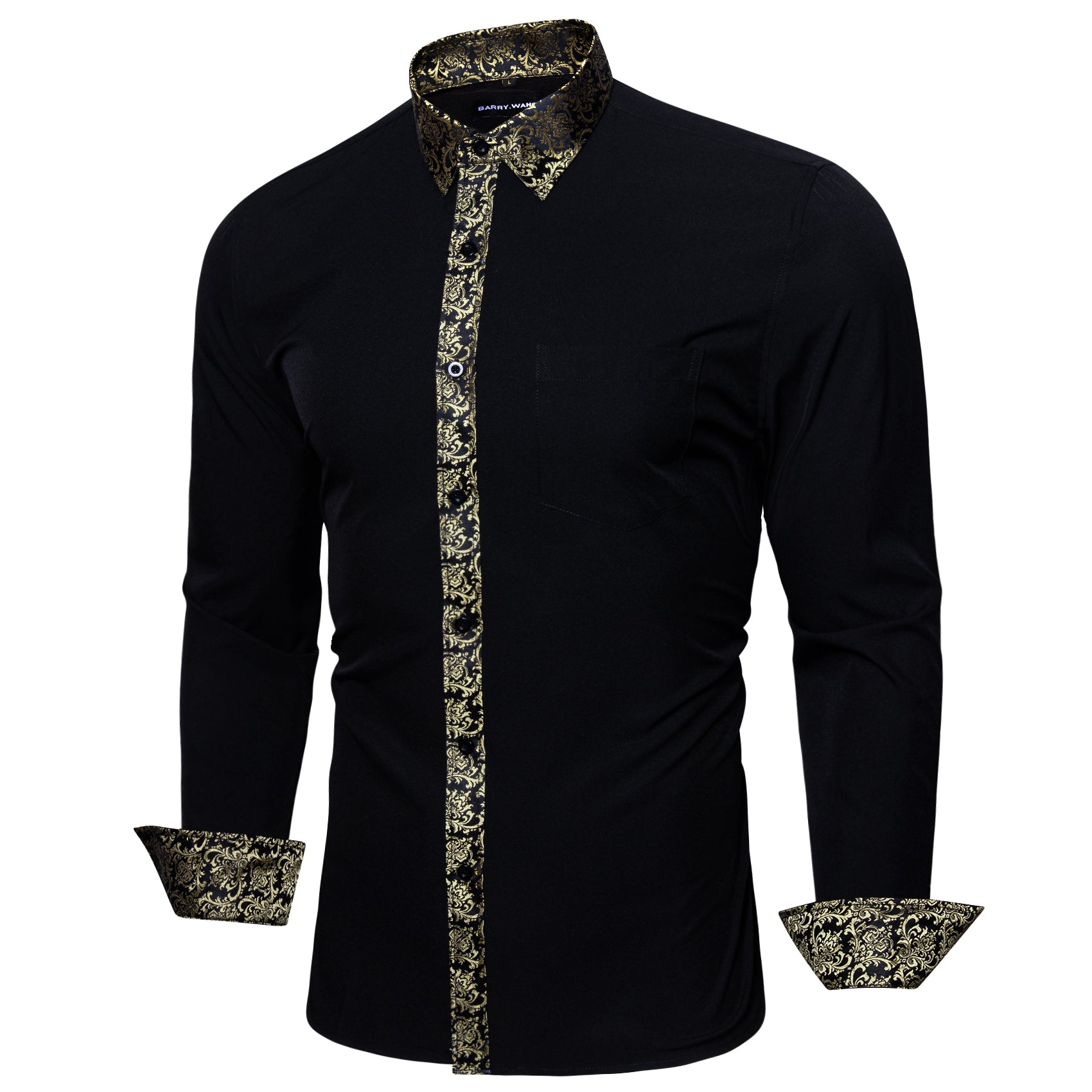 men black and gold shirt