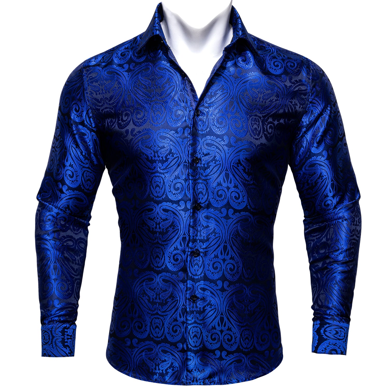 Barry.wang Blue Paisley Silk Shirt