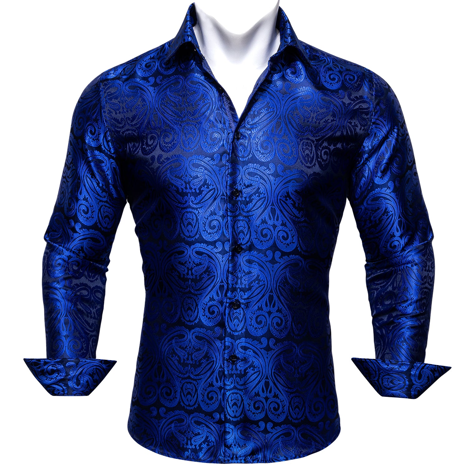 Barry.wang Blue Paisley Silk Shirt