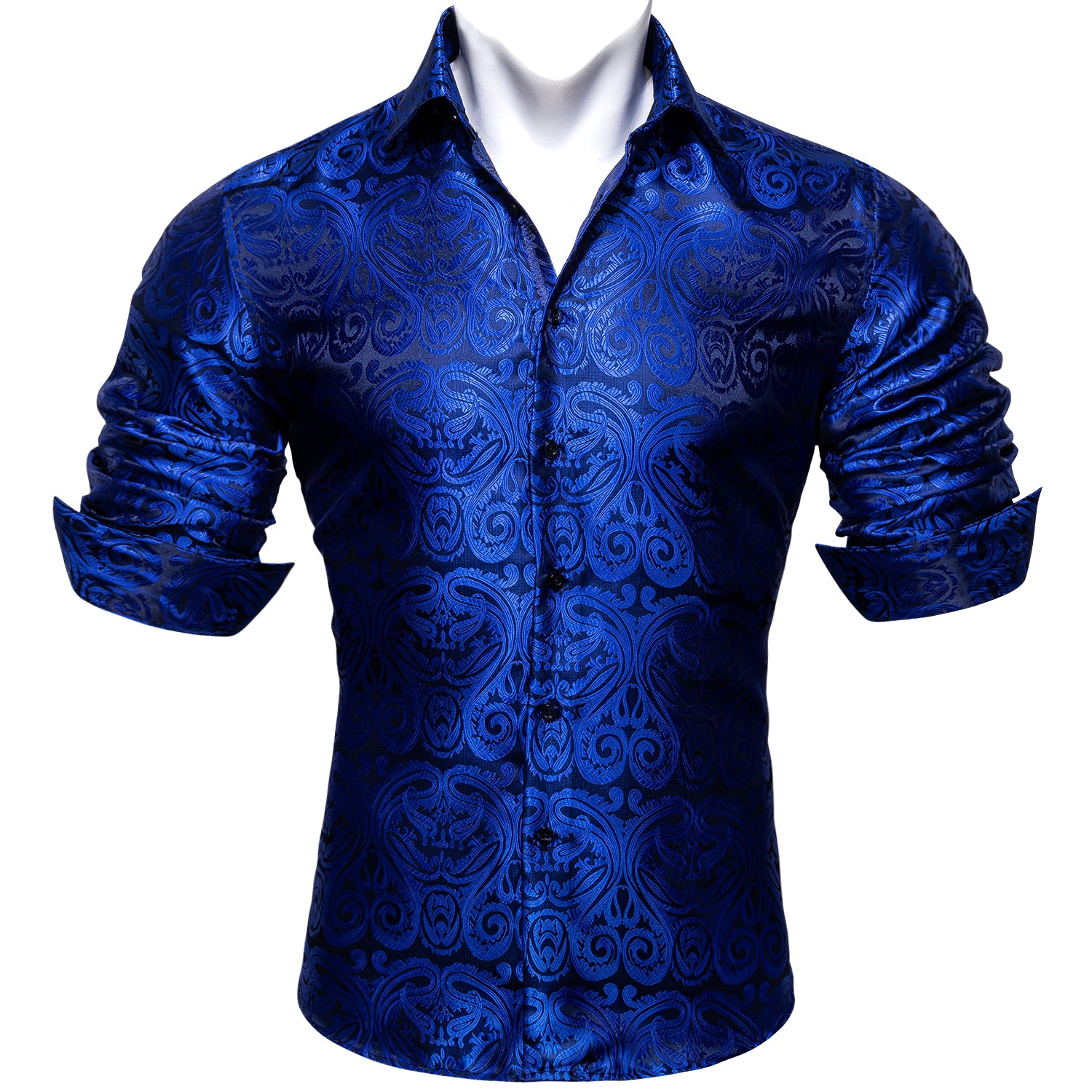 shirt. Navy blue Jacquard paisley shirts for men 