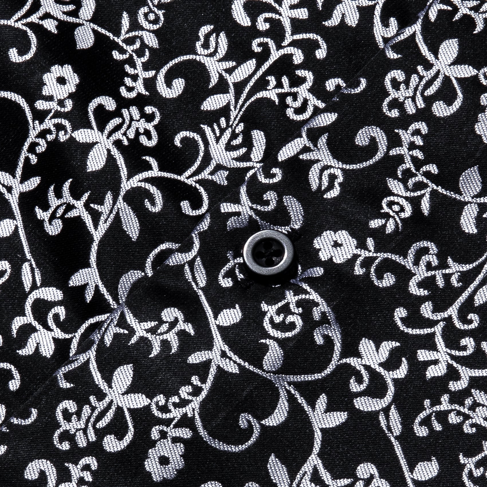 Barry.wang Button Down Shirt Black White Floral Silk Long Sleeve Shirt
