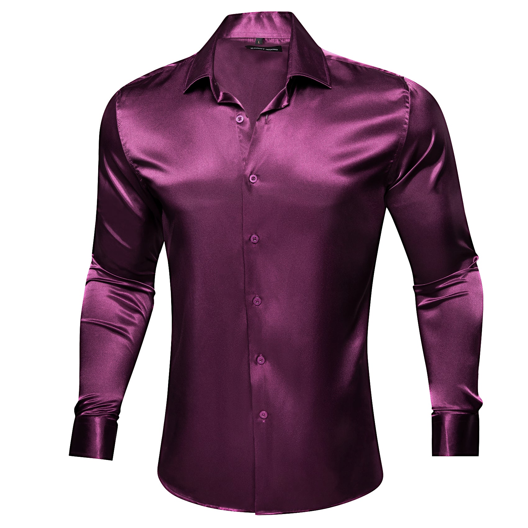 Barry.wang Purple Solid Silk Shirt