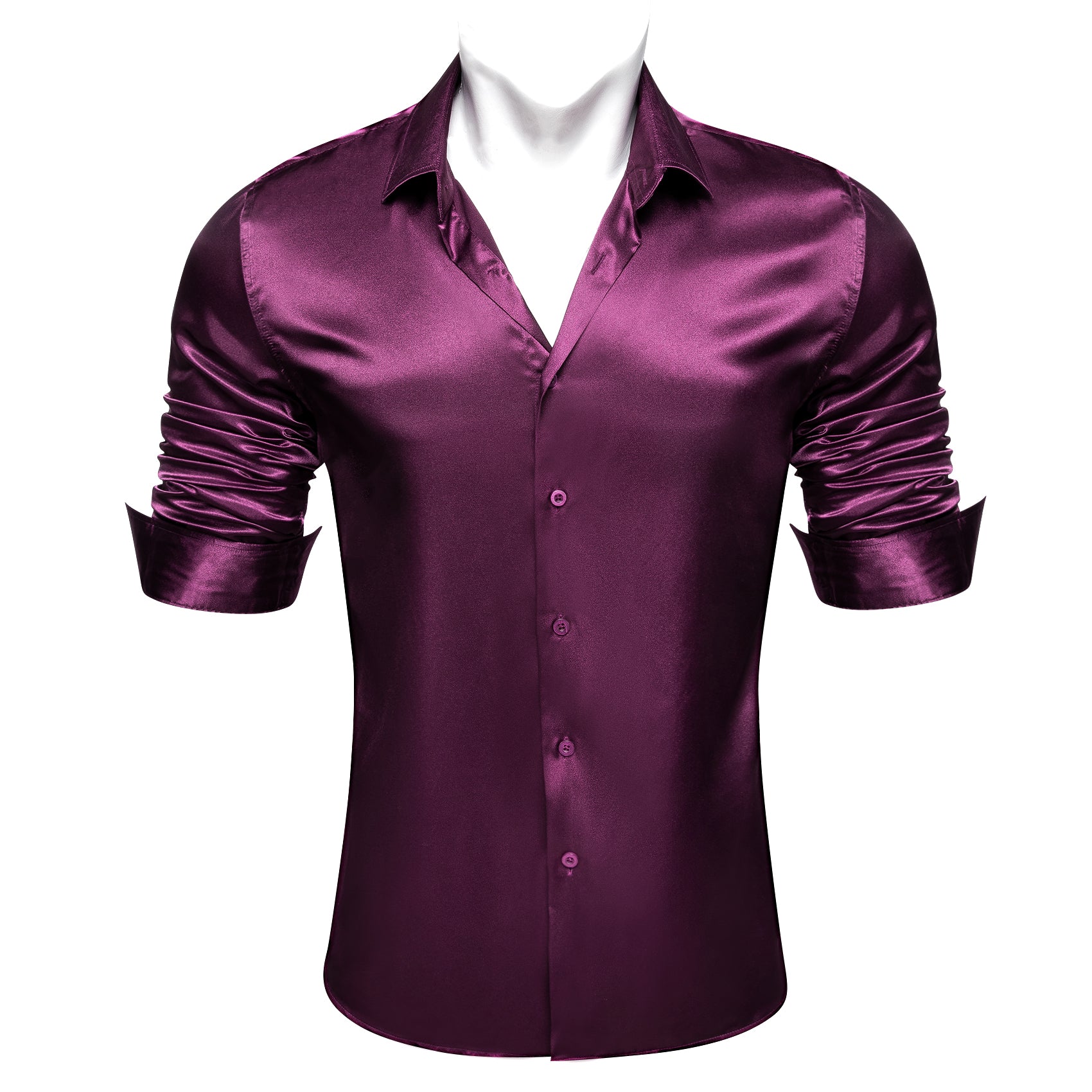 Barry.wang New Purple Solid Silk Shirt