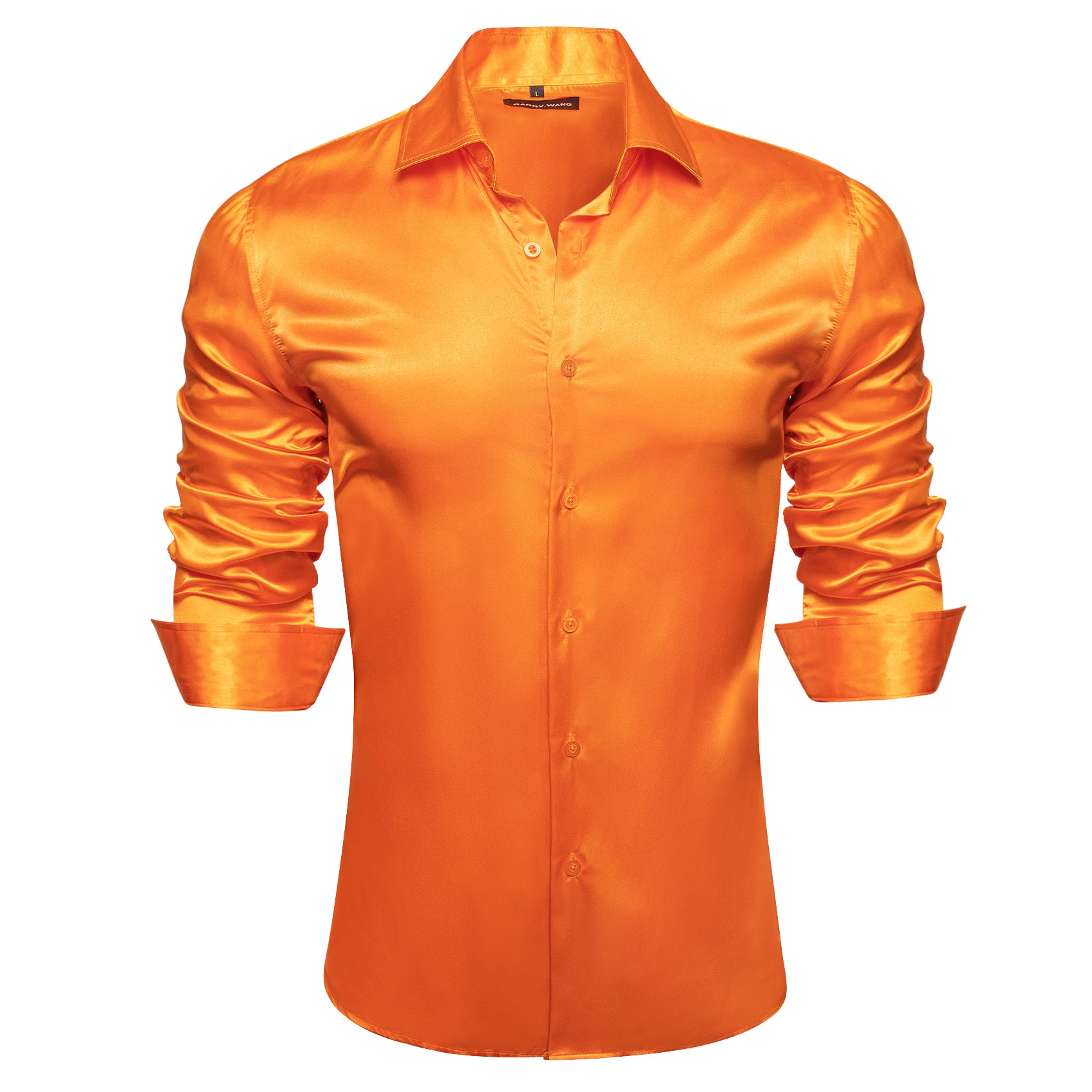 orange dress shirt near me Men's Orange Long Sleeve Dress Shirt 16.5 34/35 / Orange