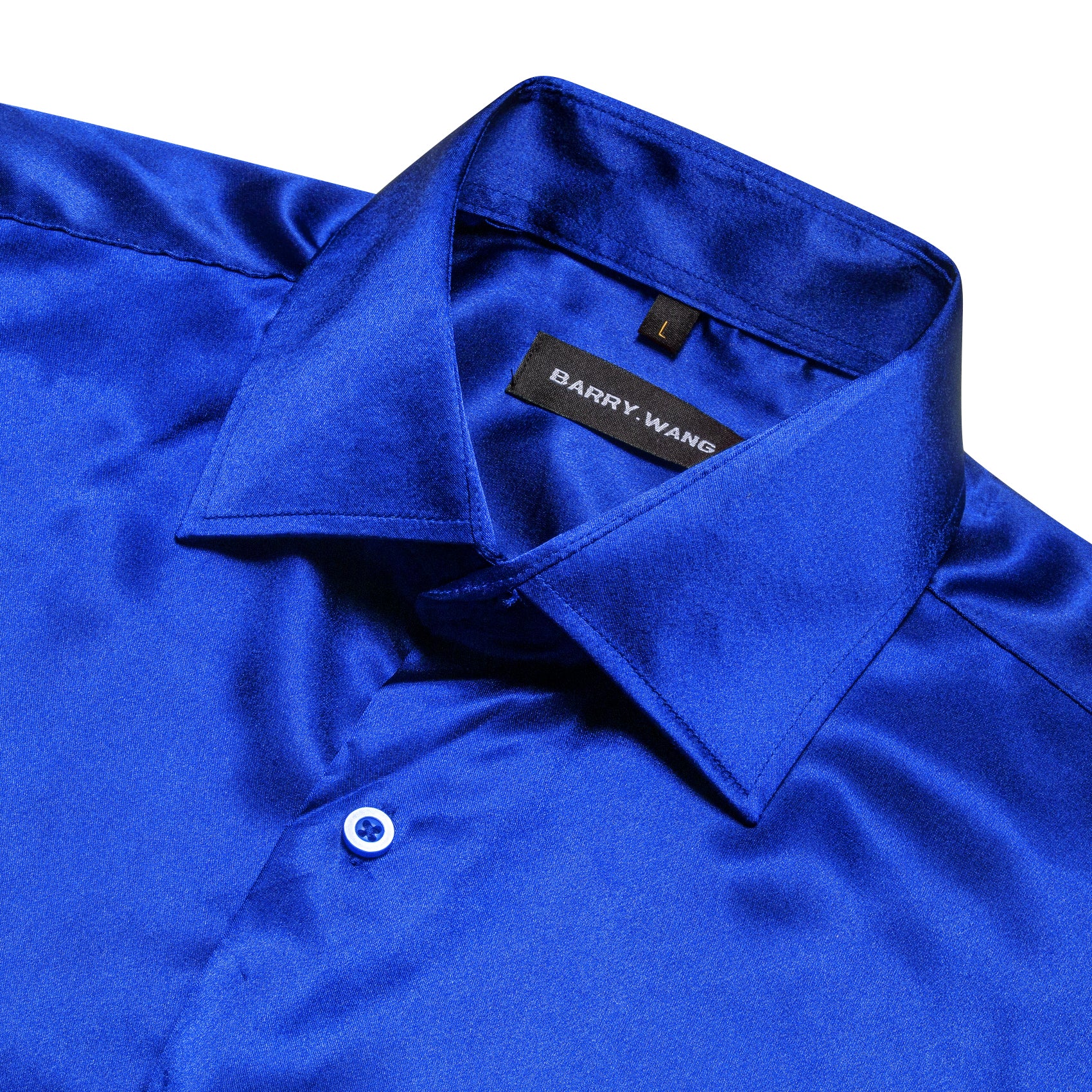 Barry.wang Bright Blue Solid Silk Shirt