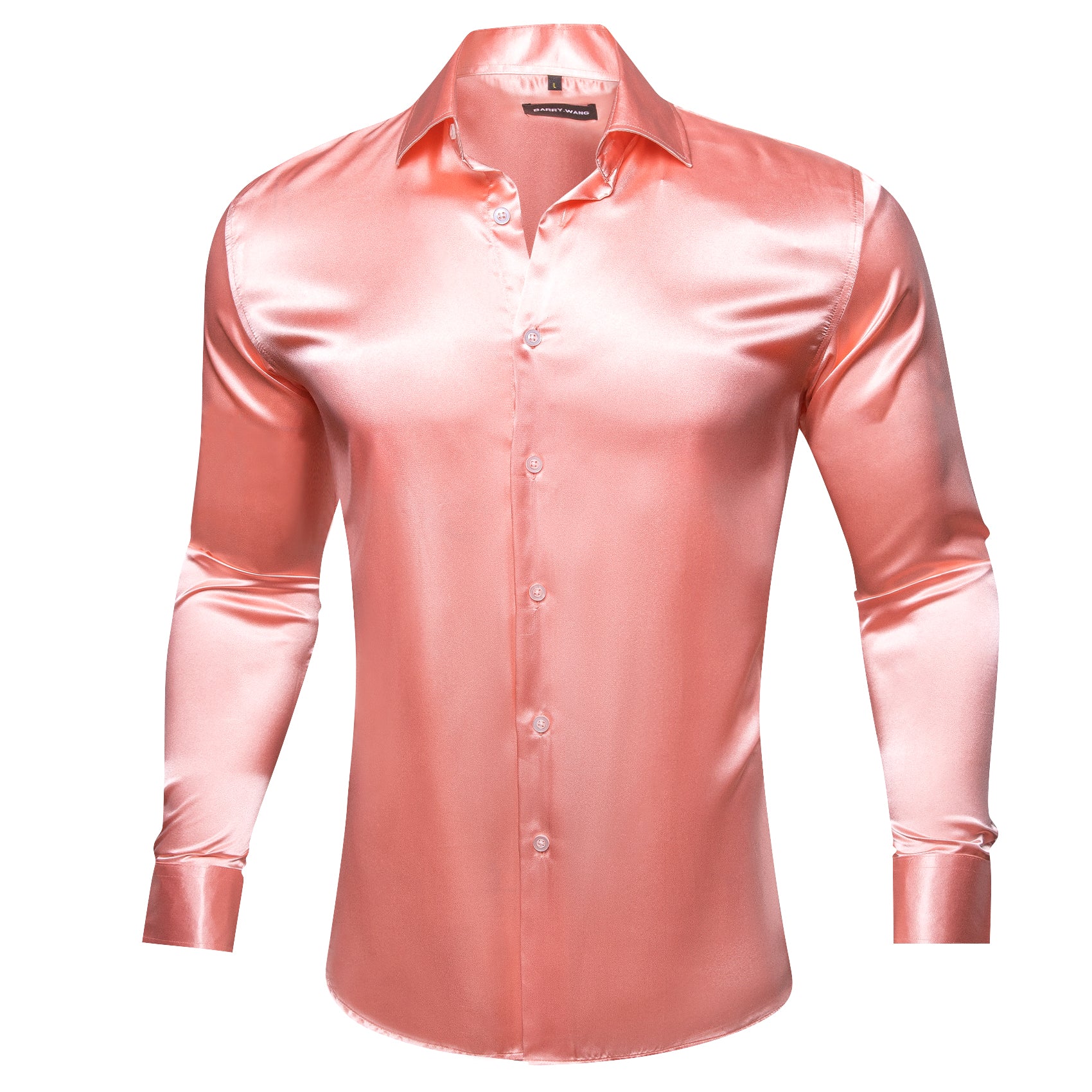 Barry.wang Lightcoral Solid Silk Shirt
