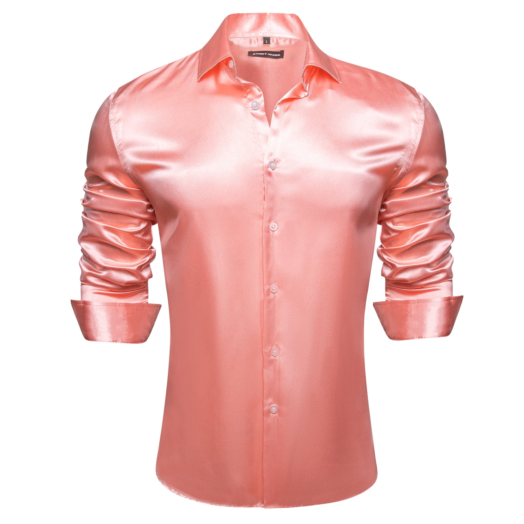 Barry.wang Lightcoral Solid Silk Shirt