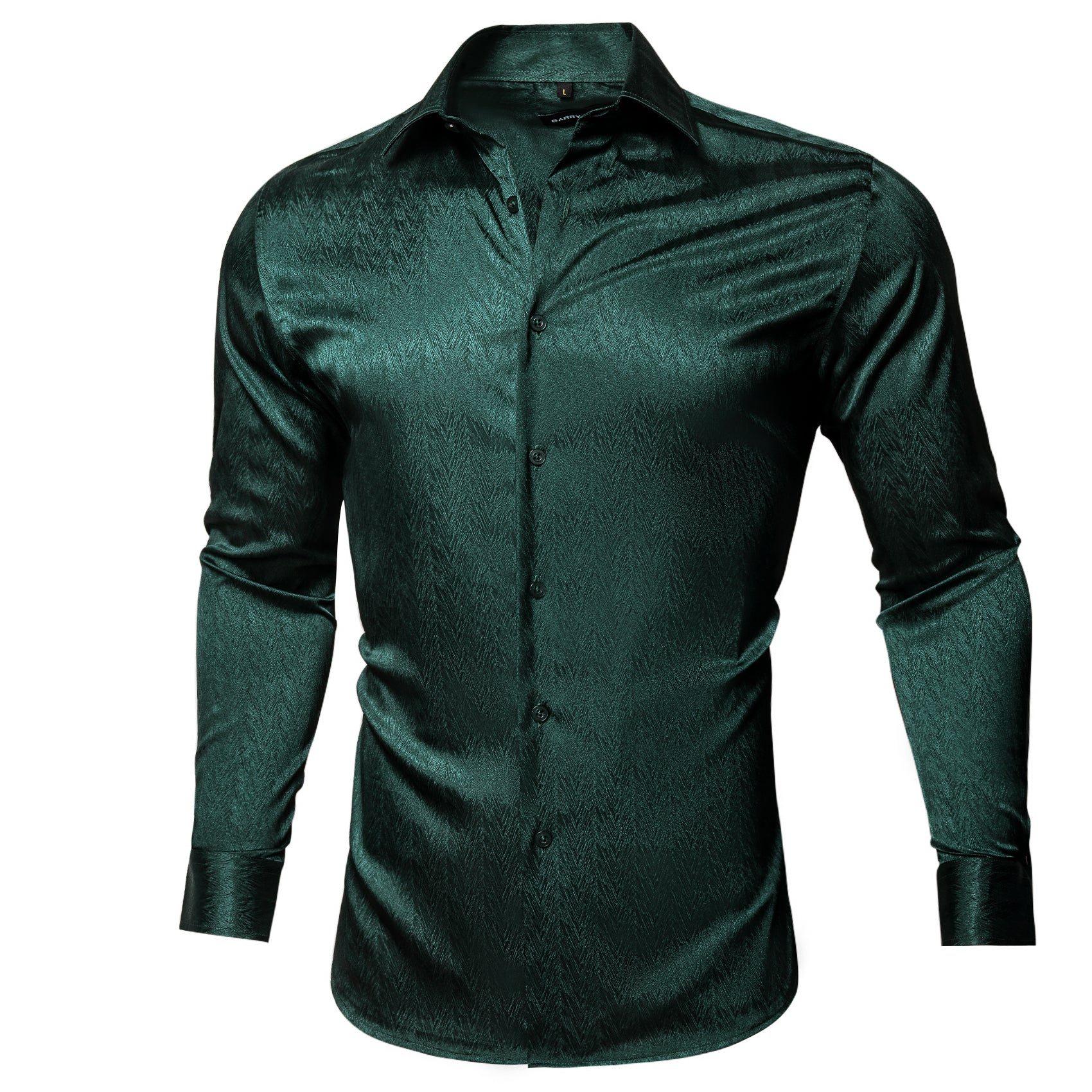 Barry.wang Classy Green Solid Silk Shirt
