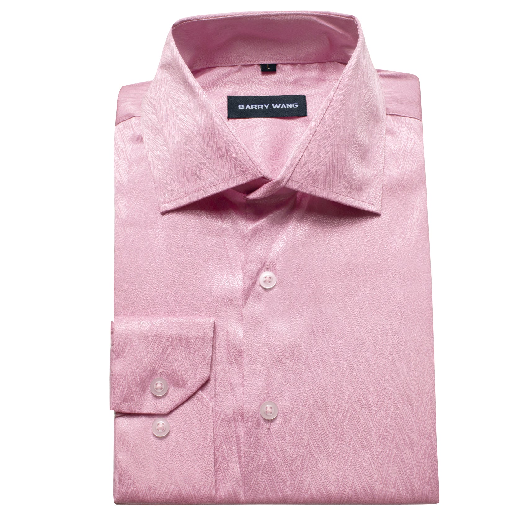 Barry.wang Fashion Light Pink Solid Silk Shirt