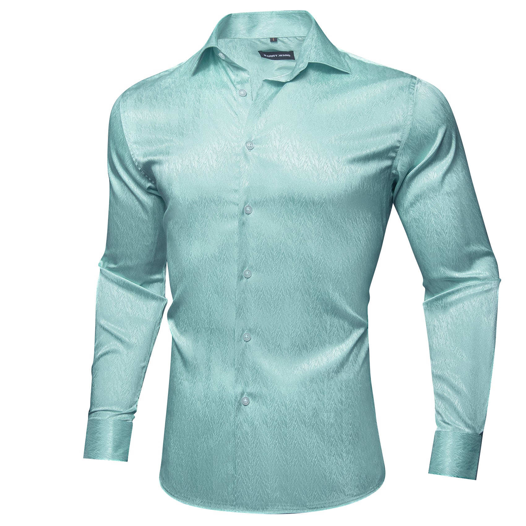 Barry.wang Pale Blue Solid Silk Shirt