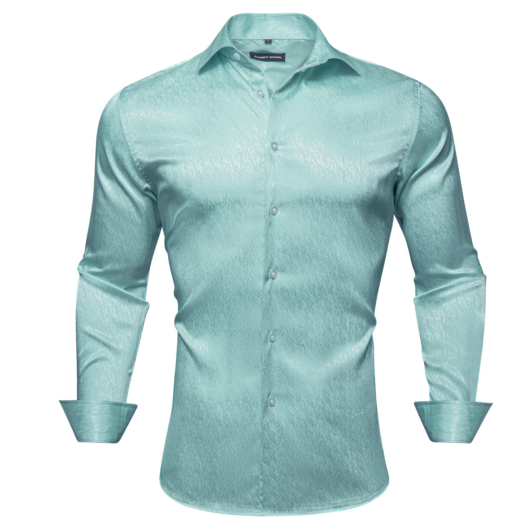 Barry.wang Pale Blue Solid Silk Shirt