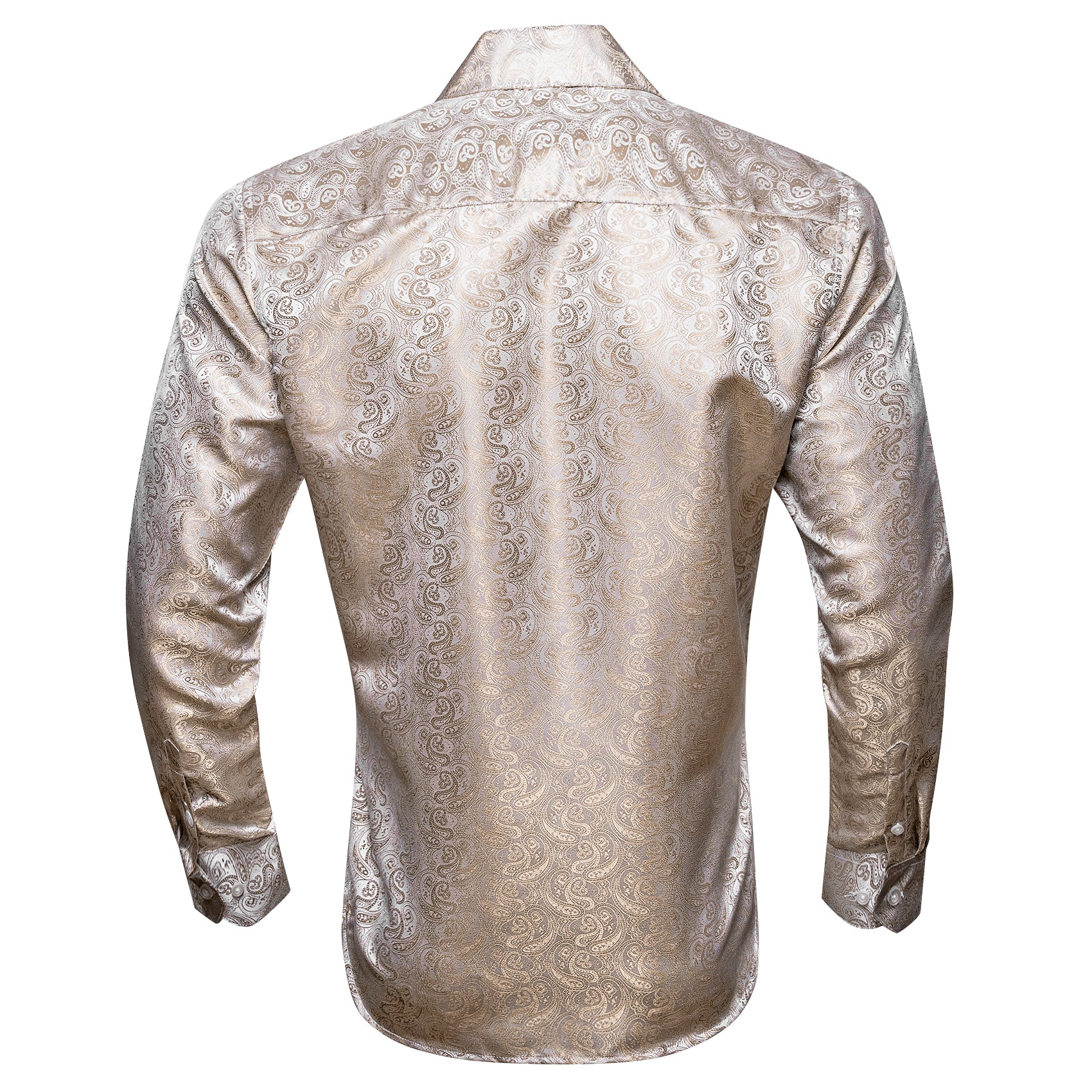 Barry.wang Gold Silver Paisley Silk Shirt