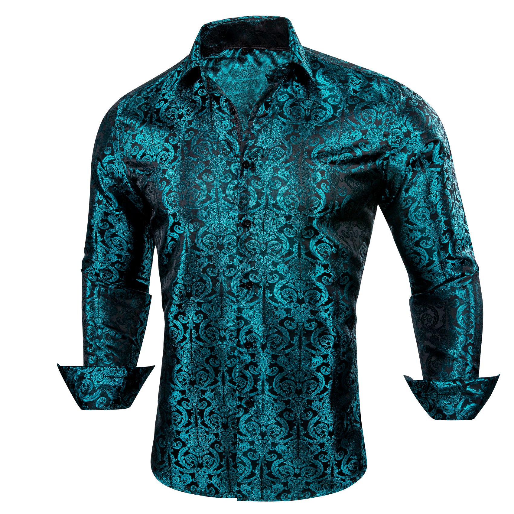 Barry.wang Luxury Blue Paisley Silk Shirt