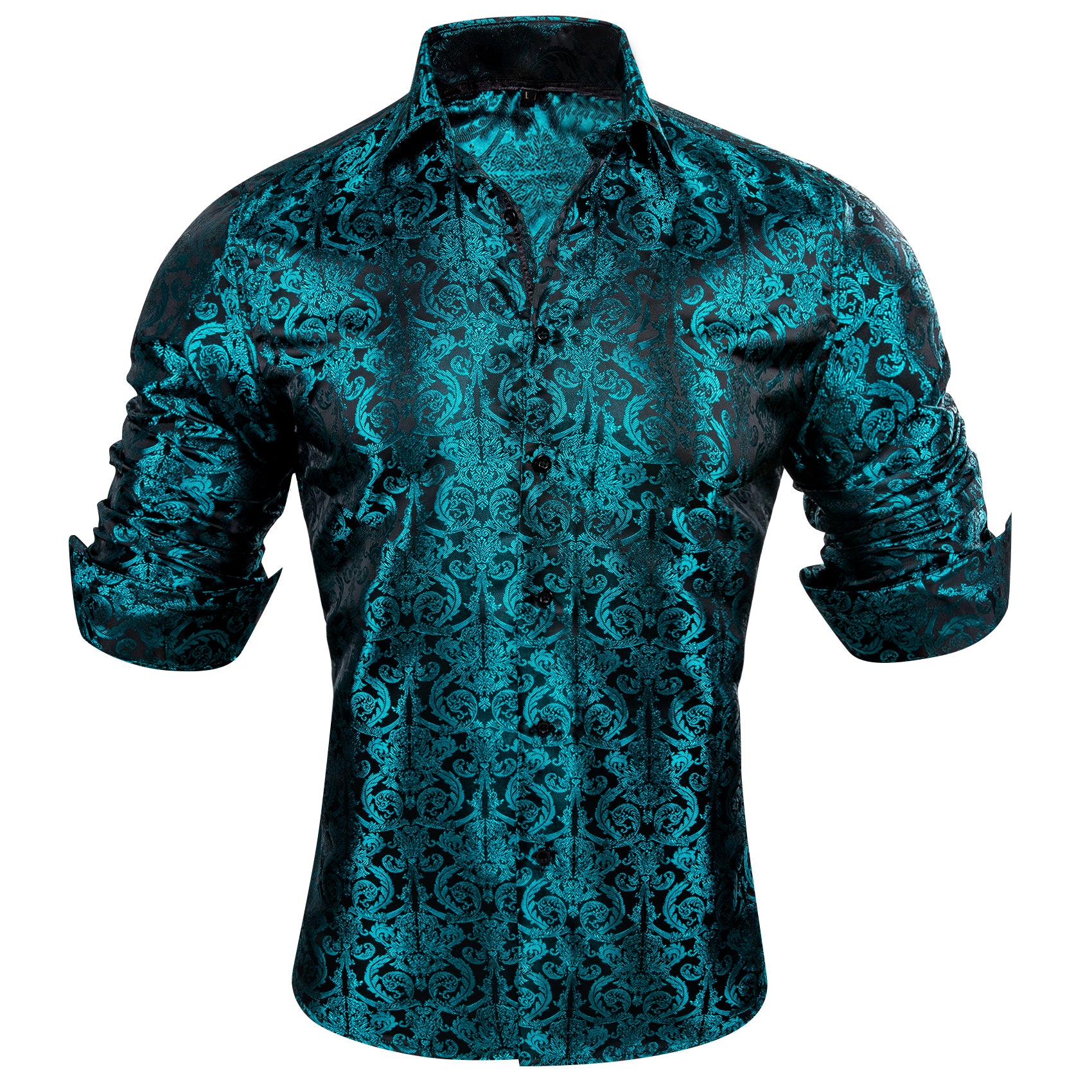Barry.wang Luxury Blue Paisley Silk Shirt