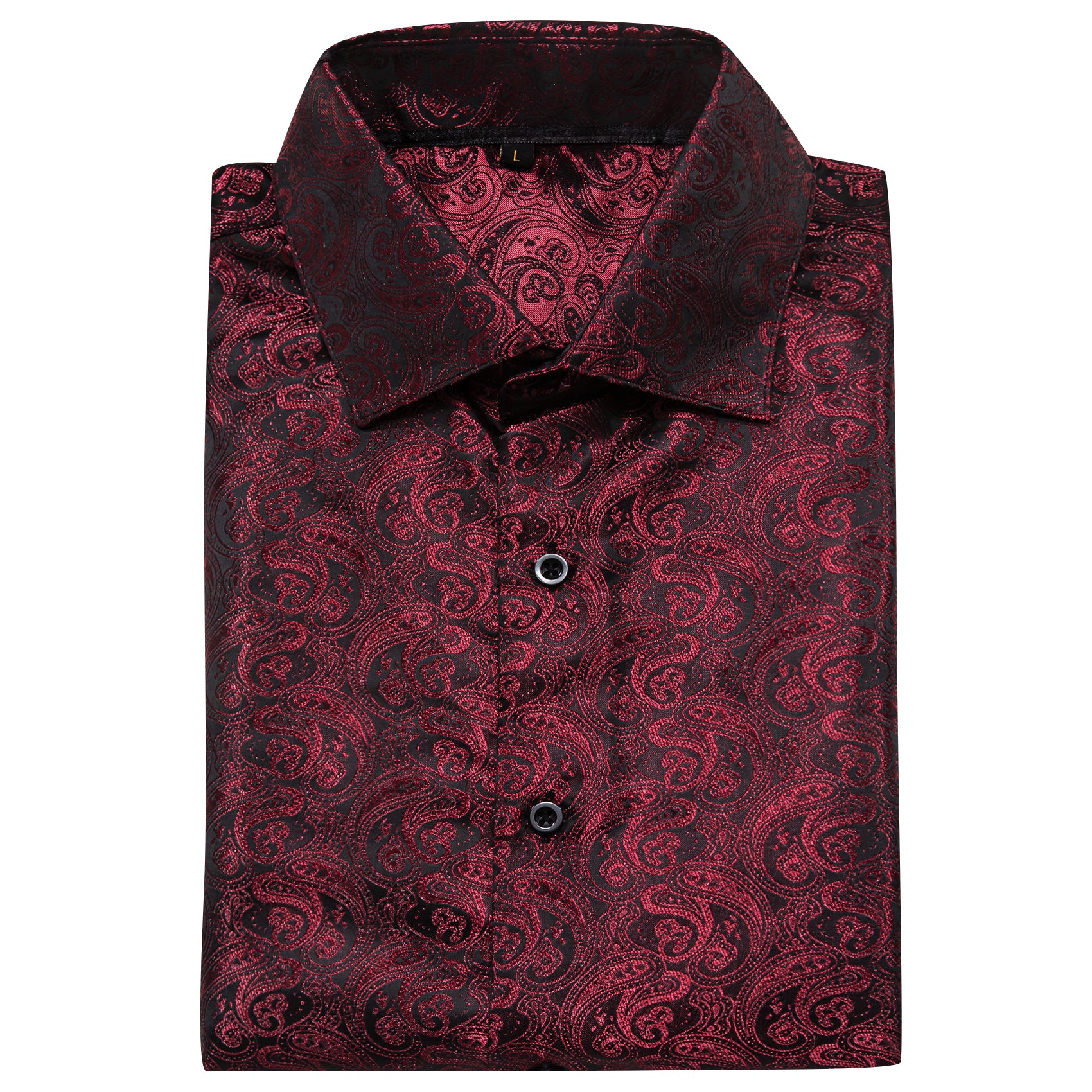 Barry.wang Luxury Purplish Red Paisley Silk Shirt